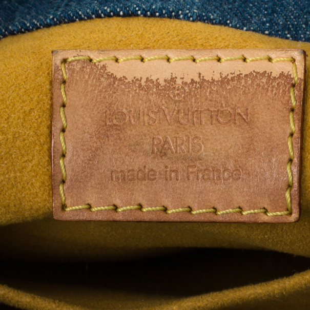 Louis Vuitton Blue Monogram Denim Mini Pleaty Brown Leather Cloth  ref.161586 - Joli Closet