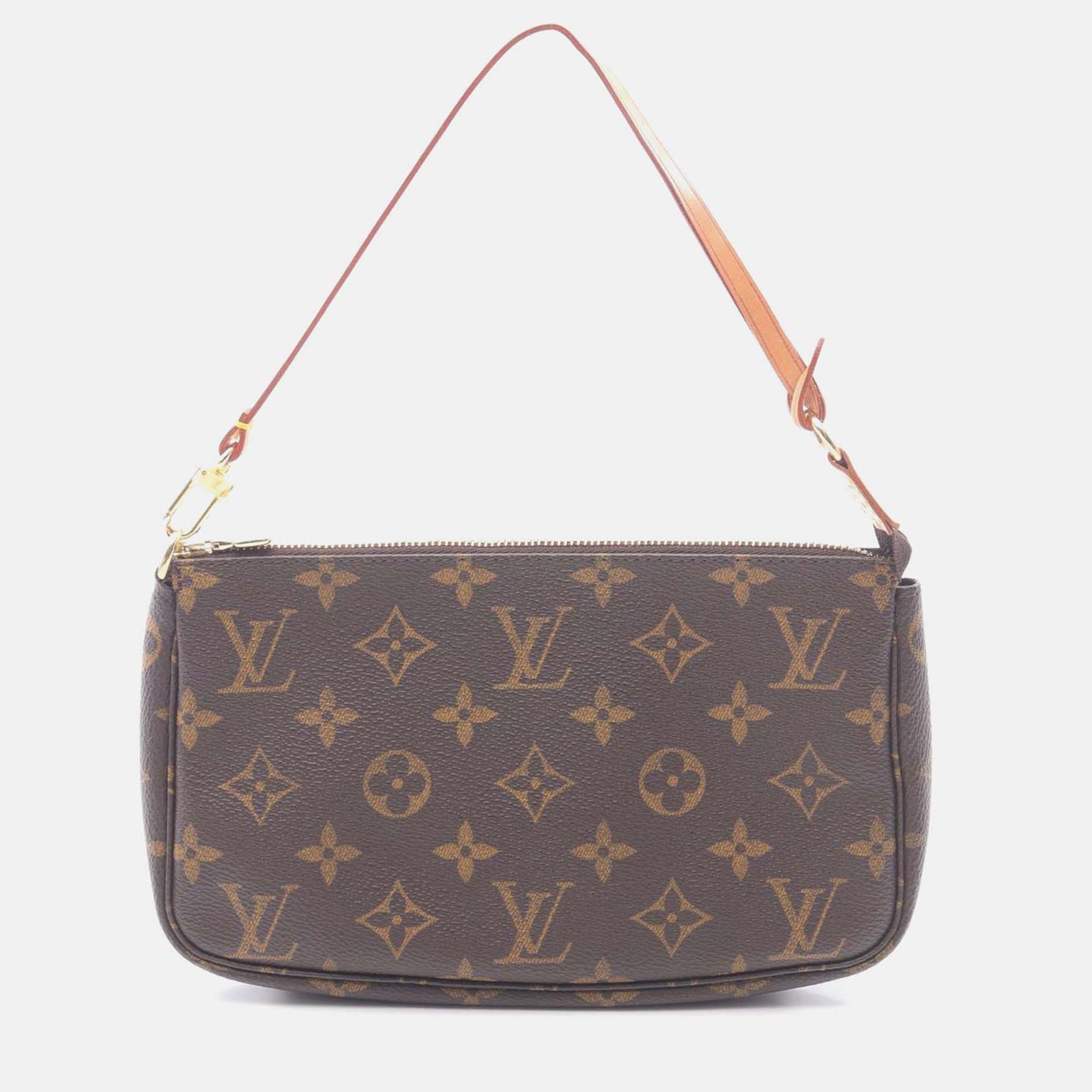 Pre-owned Louis Vuitton Pochette Accessoires Handbag Monogram Canvas In Brown