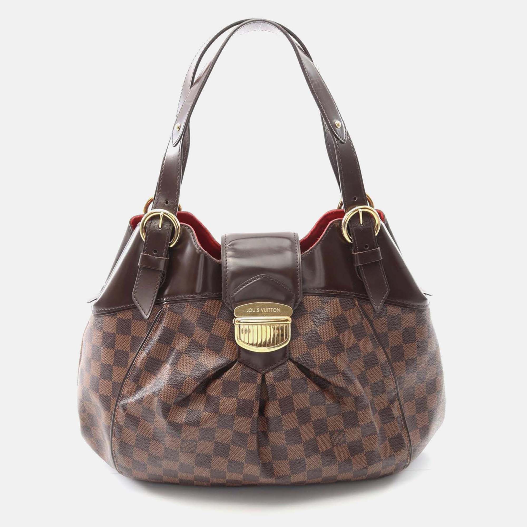 

Louis Vuitton Sistina Gm Handbag Damier Canvas Leather Ebene, Brown