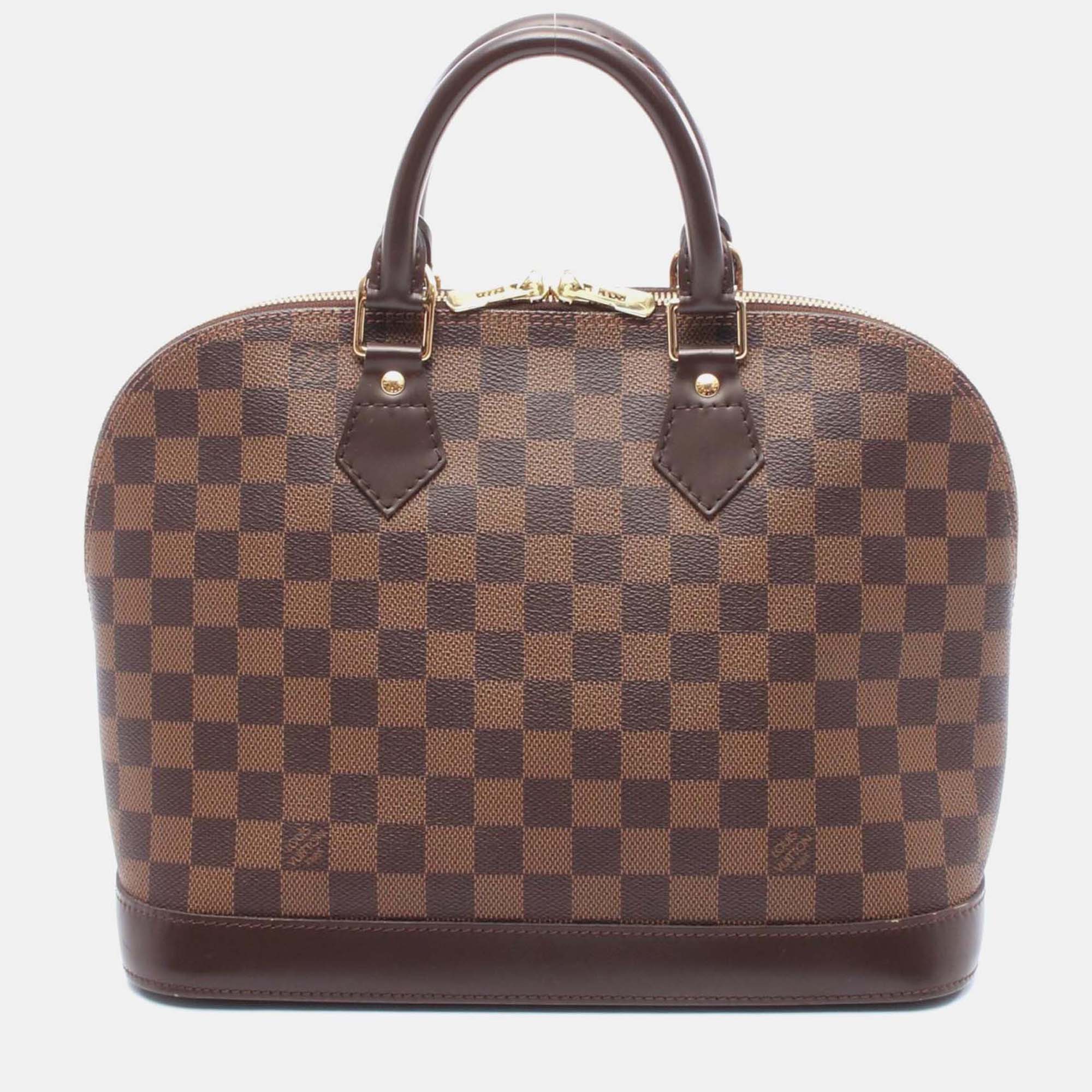 

Louis Vuitton Alma Damier Ebene Coated Canvas Top Handle Bag, Brown