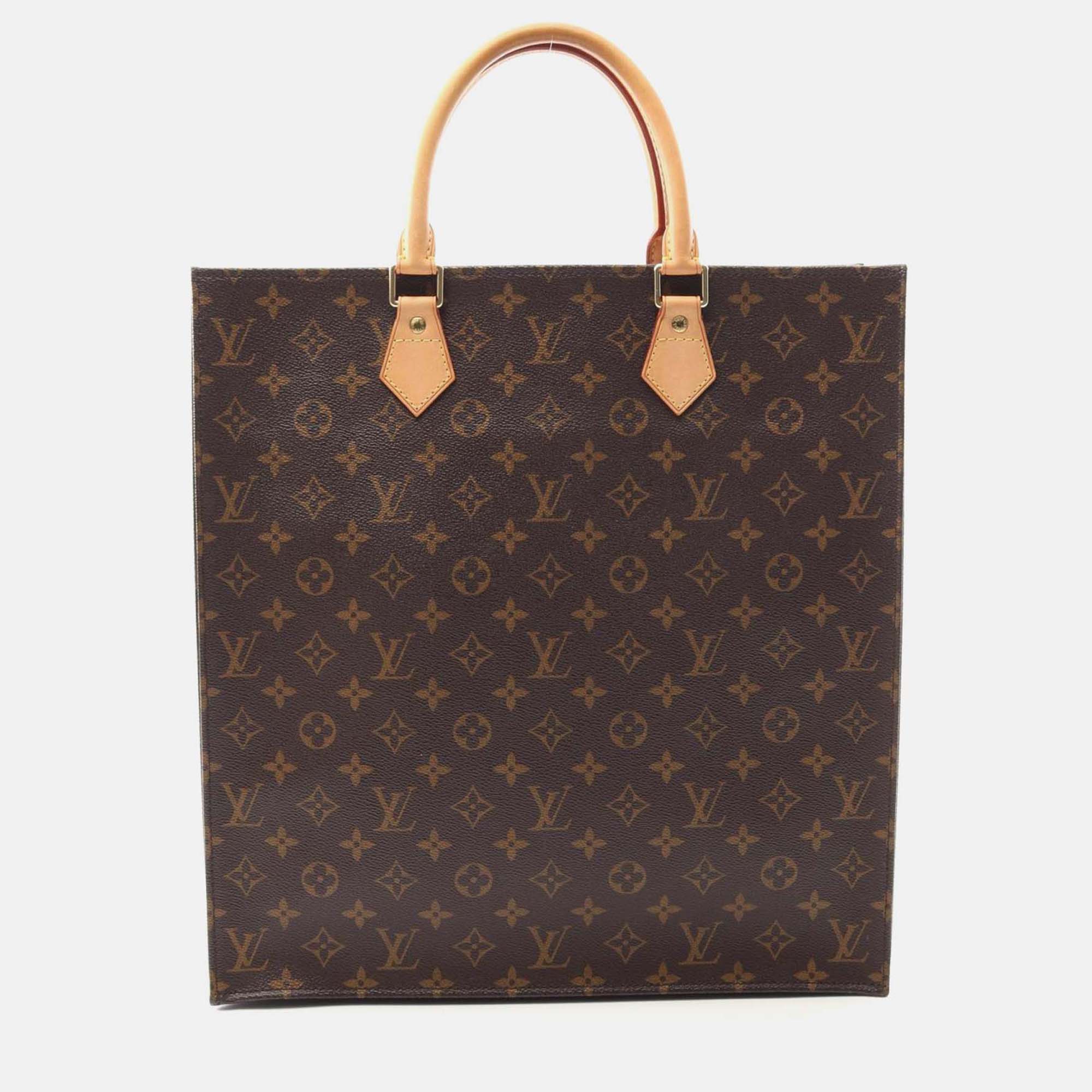 

Louis Vuitton Sac Plat Tote Bag Monogram Canvas Leather Brown