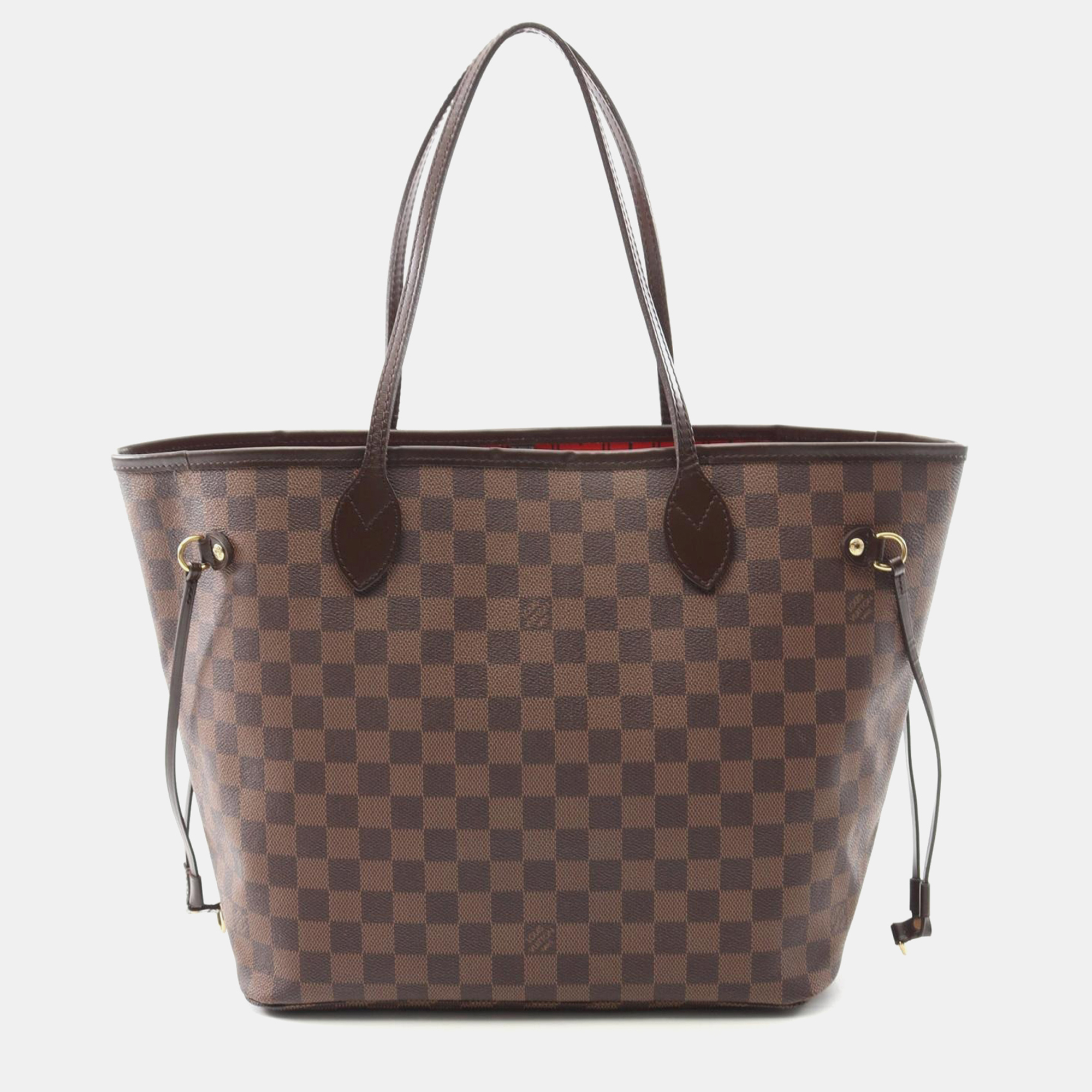 Pre-owned Louis Vuitton Neverfull Mm Damier Ebene Canvas Leather Shoulder Tote Bag In Brown