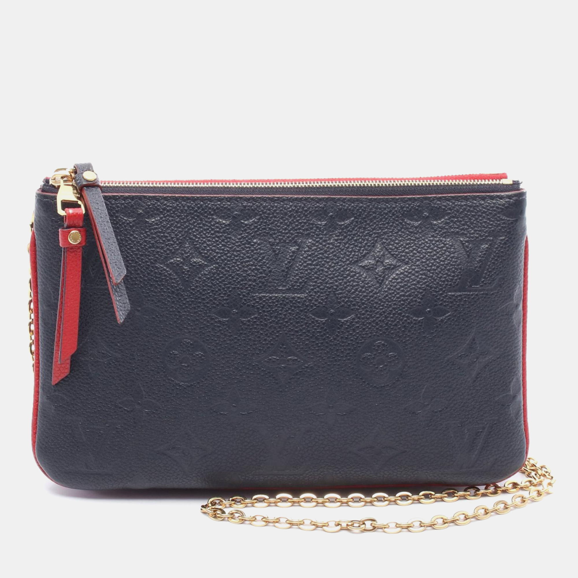 

Louis Vuitton Pochette Double Zip Blue/Red Monogram Empreinte Leather Chain Shoulder Bag