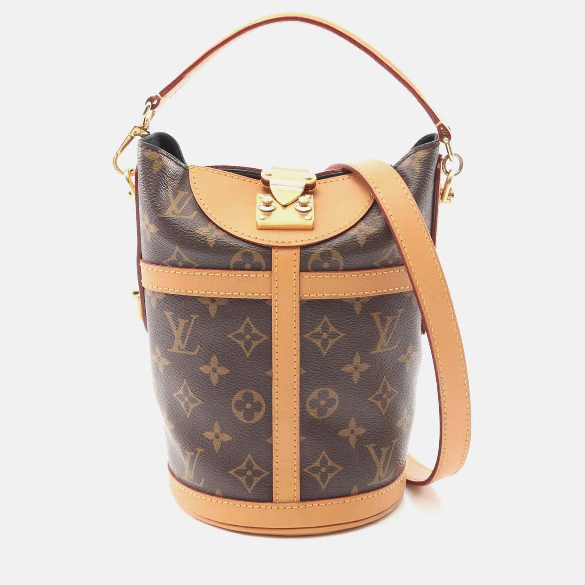 

Louis Vuitton Duffle Monogram Canvas Leather Shoulder Handbag, Brown