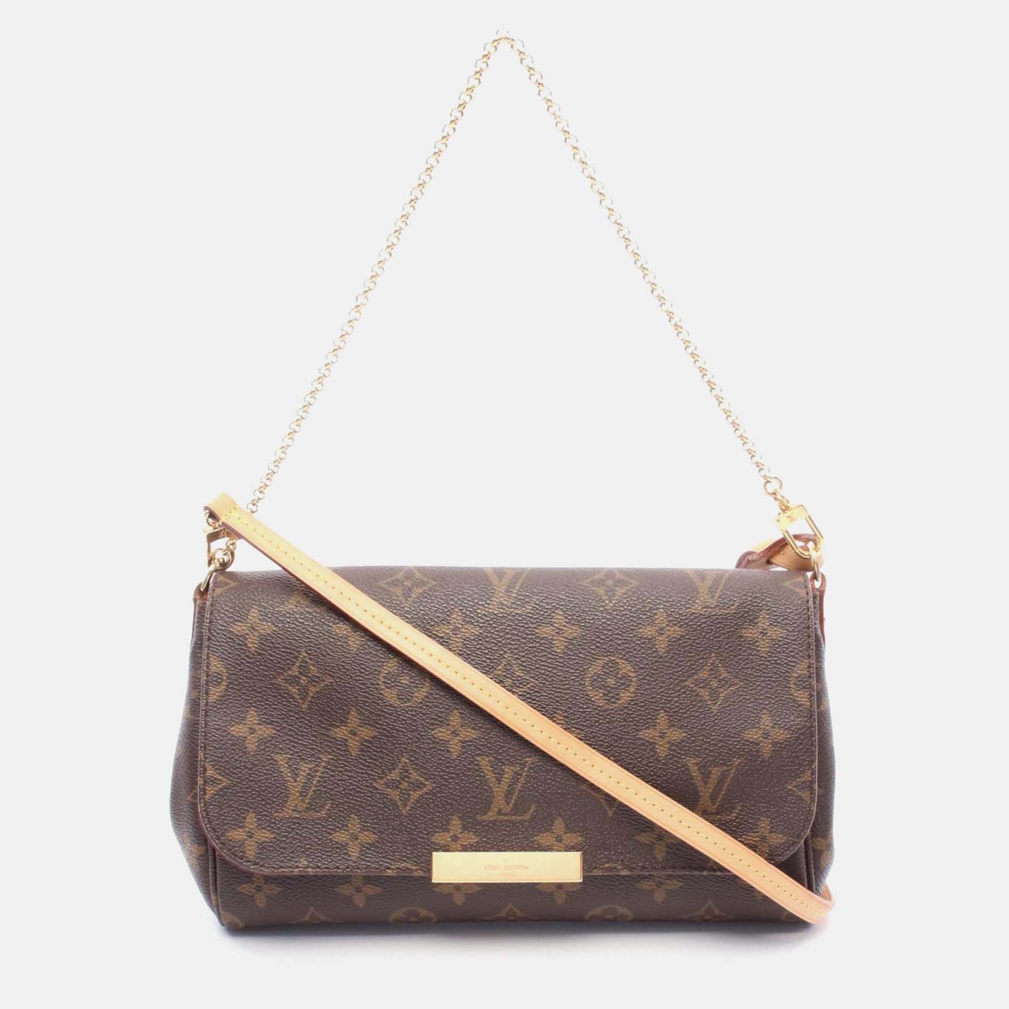 

Louis Vuitton Favorite MM Monogram 2-Way Chain Shoulder Handbag, Brown