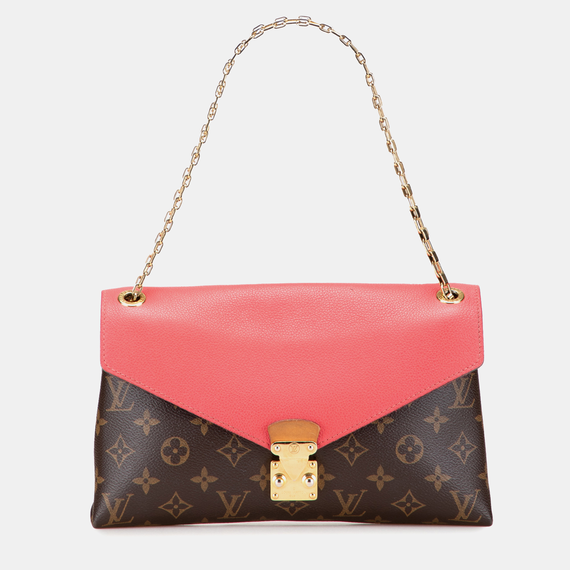 Pre-owned Louis Vuitton Brown Pink Monogram Pallas Chain