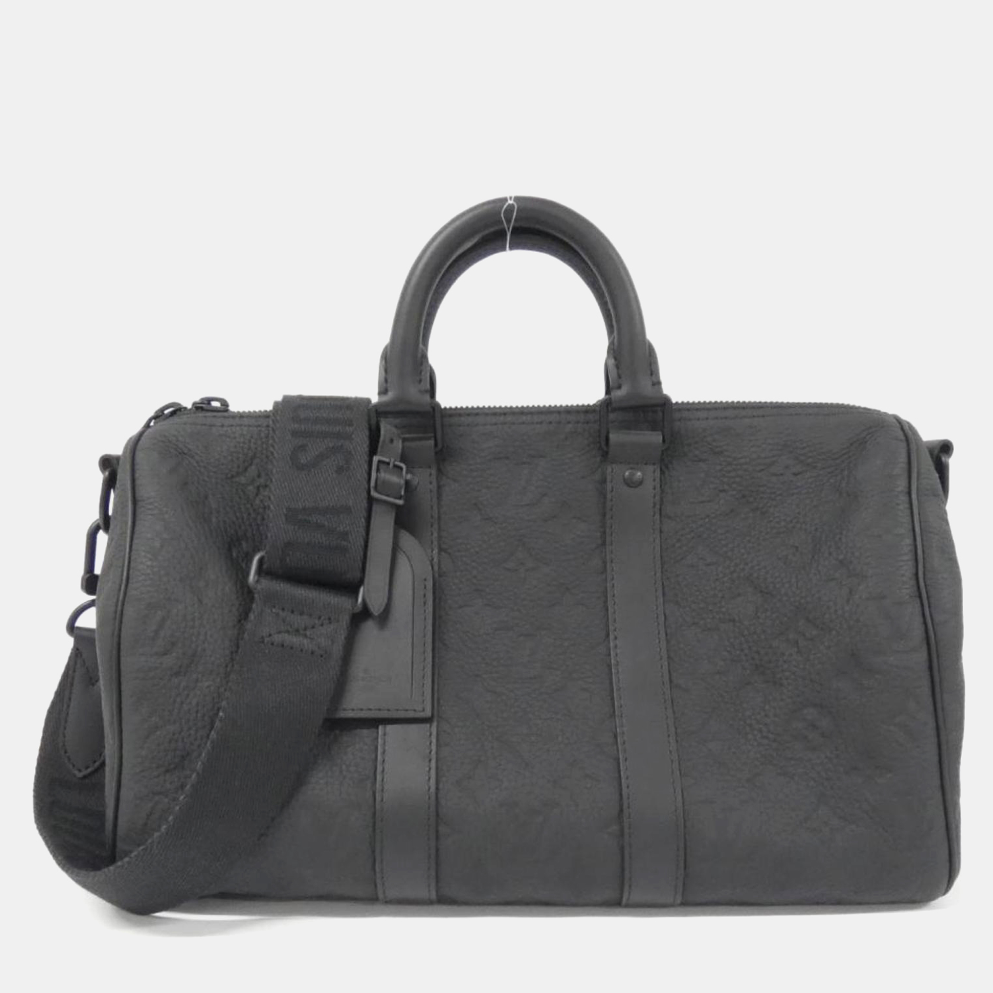 Pre-owned Louis Vuitton Taurillon Monogram Keepall Bandouliere Boston Bag In Black