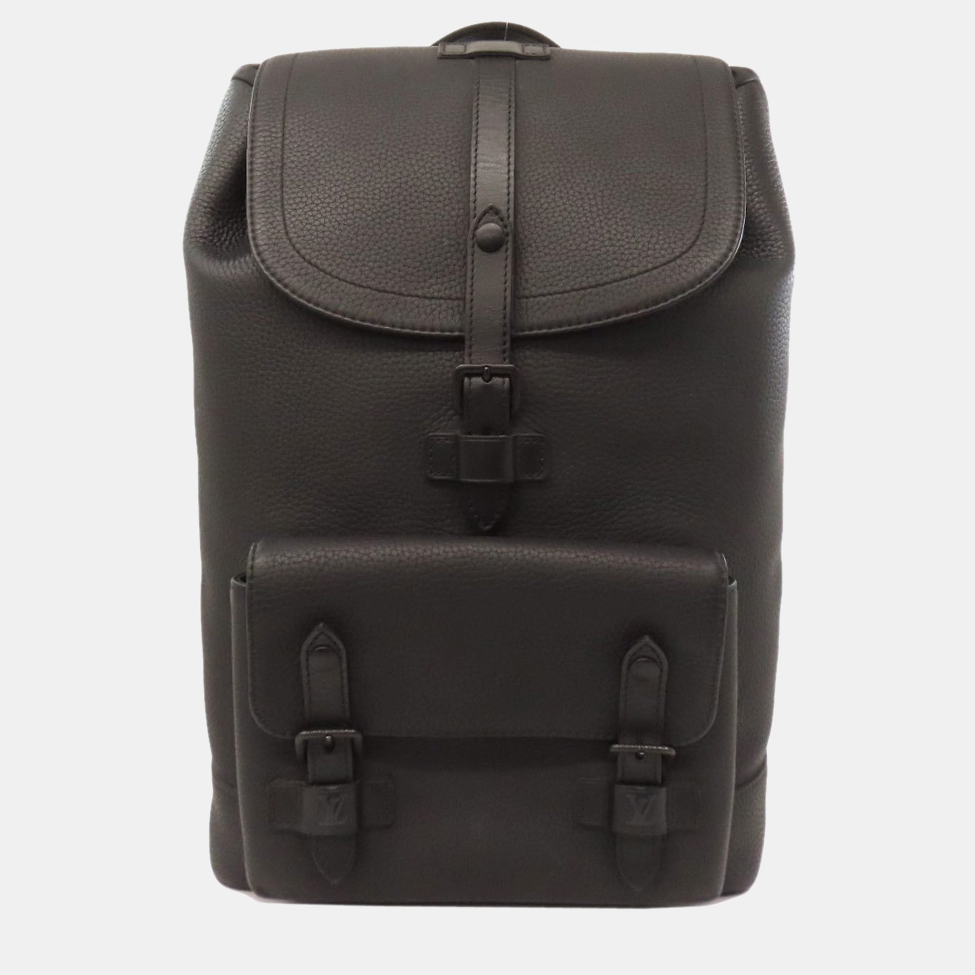 Pre-owned Louis Vuitton Christopher Backpack Taurillon In Black