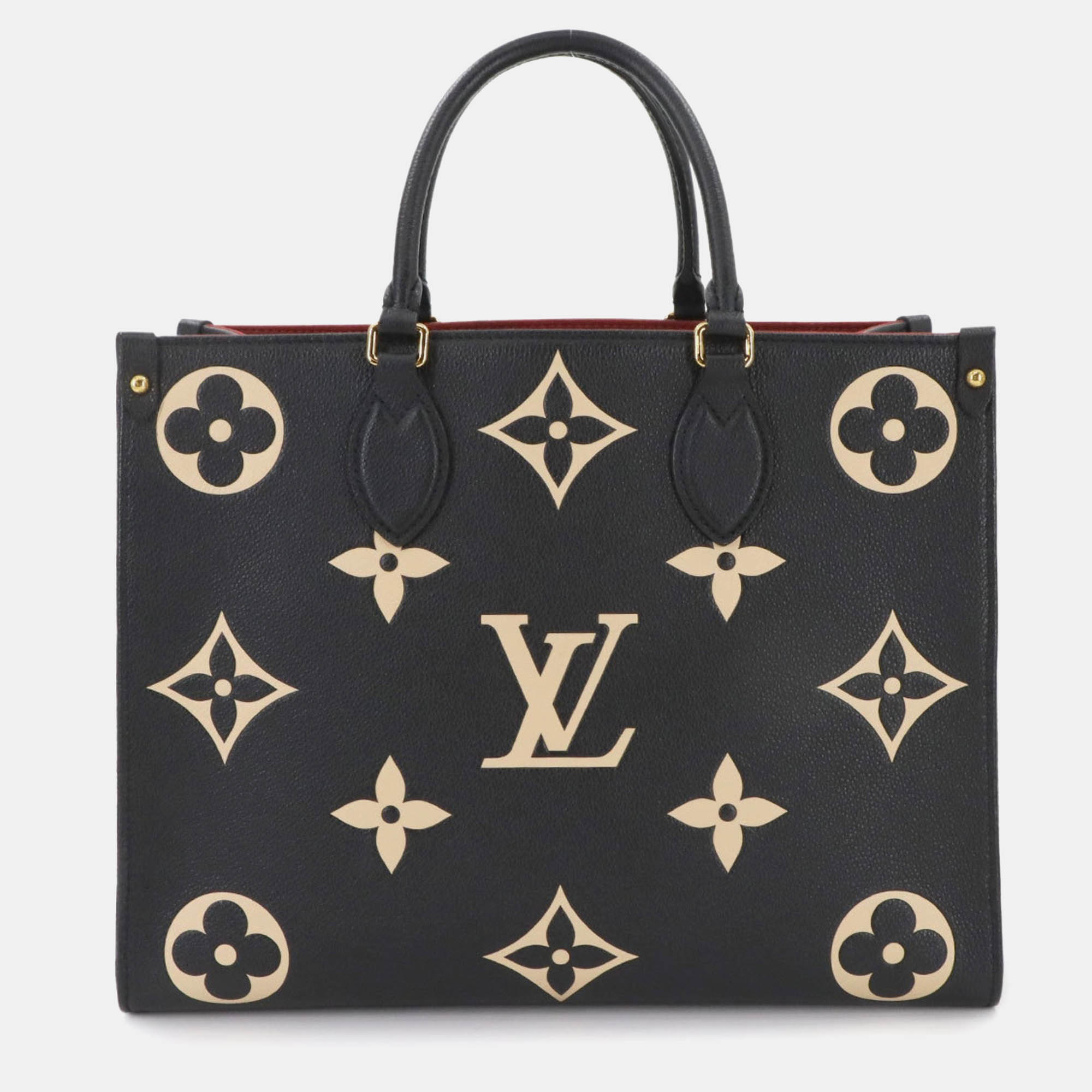 

Louis Vuitton Two-Tone Monogram Empreinte On-The-Go Mm 2-Way Tote Shoulder Bag Black And Beige