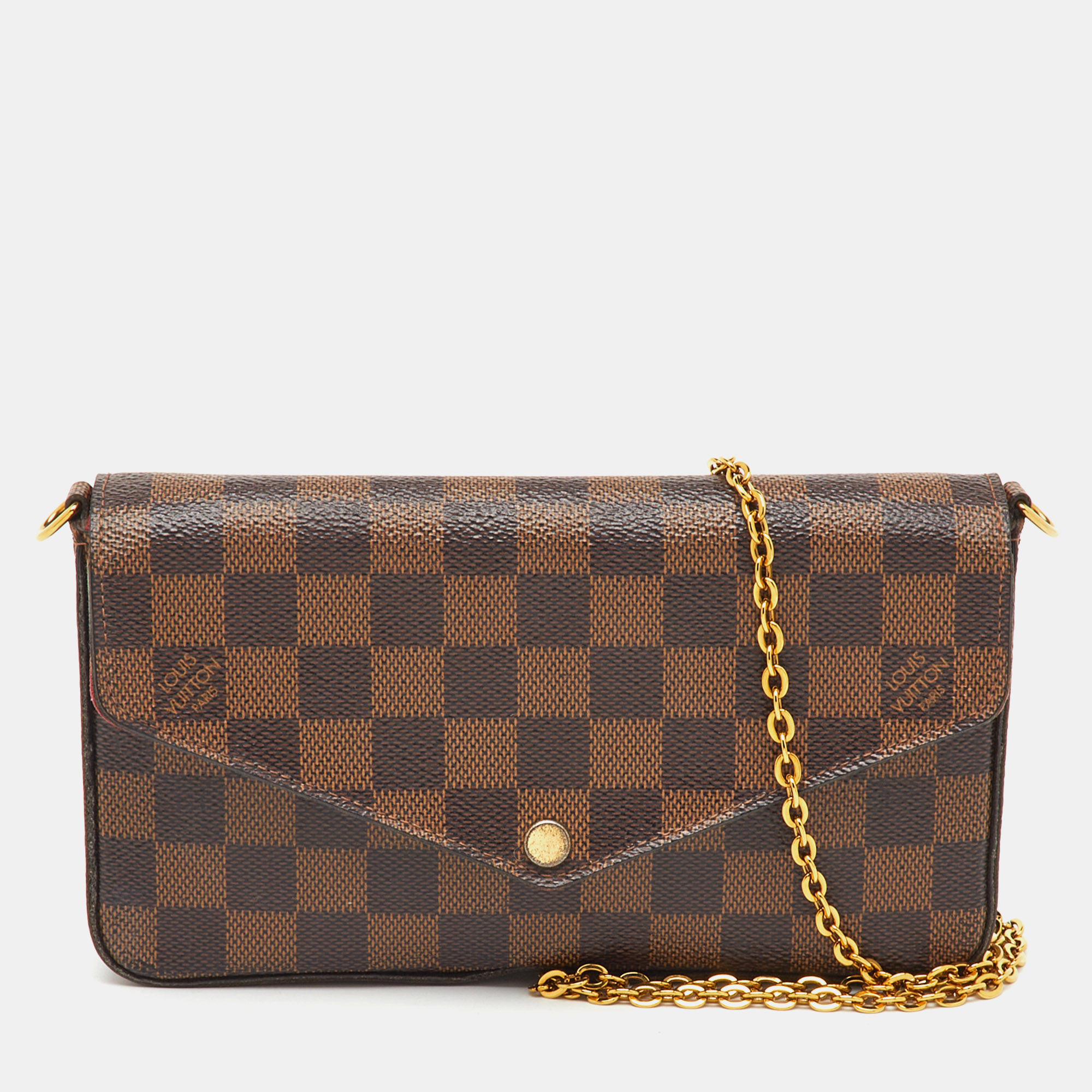 

Louis Vuitton Damier Ebene Canvas Pochette Felicie Bag, Brown