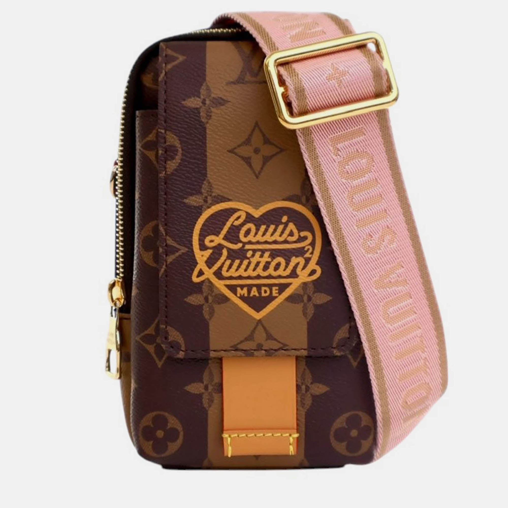 Pre-owned Louis Vuitton Brown Nigo Monogram Reverse Double Phone Pouch