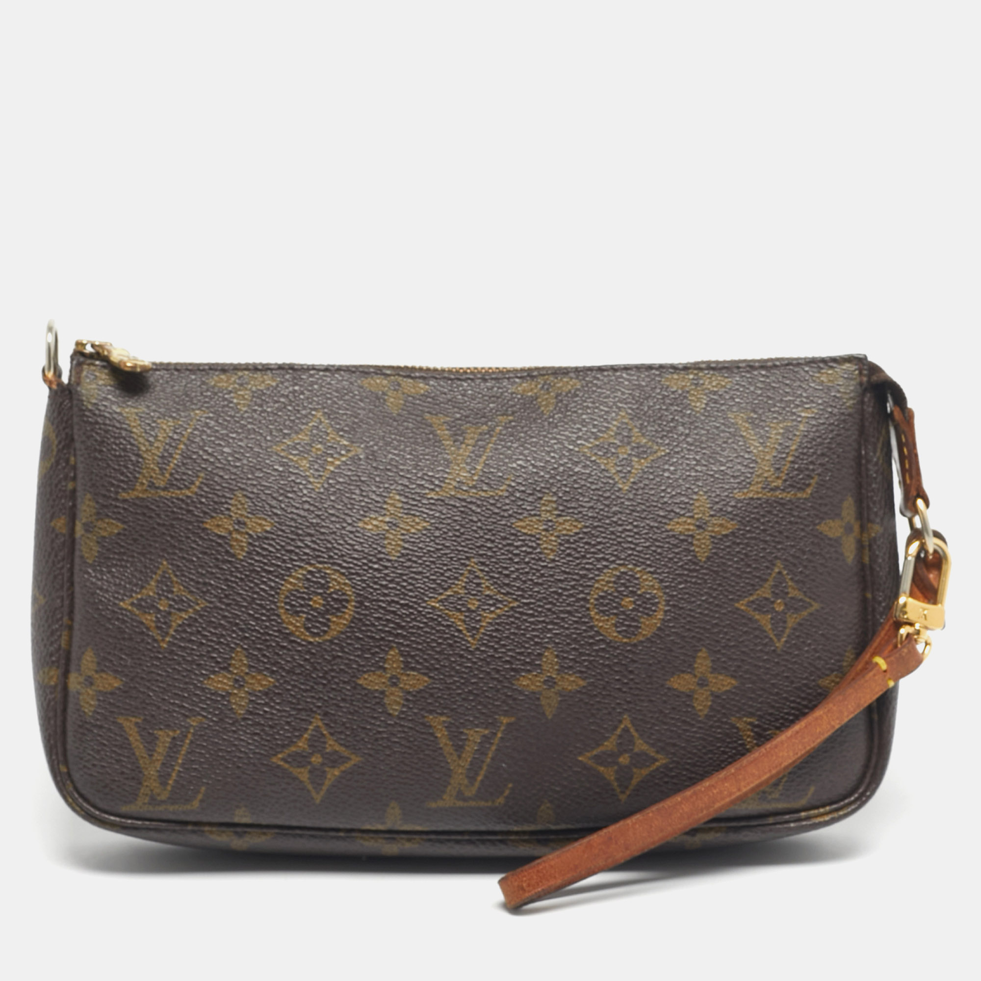 Pre-owned Louis Vuitton Monogram Canvas Pochette Accessoires Bag In Brown