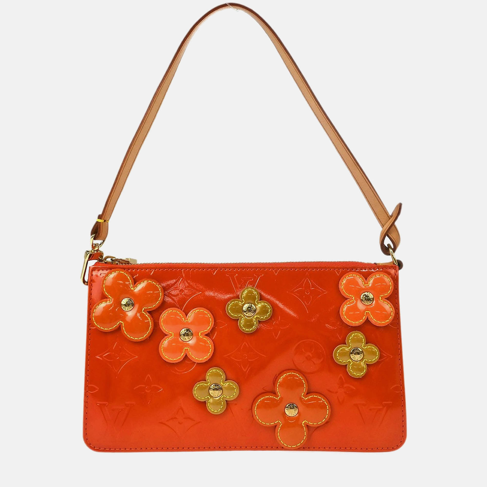 

Louis Vuitton Orange Vernis Flower Lexington Handbag