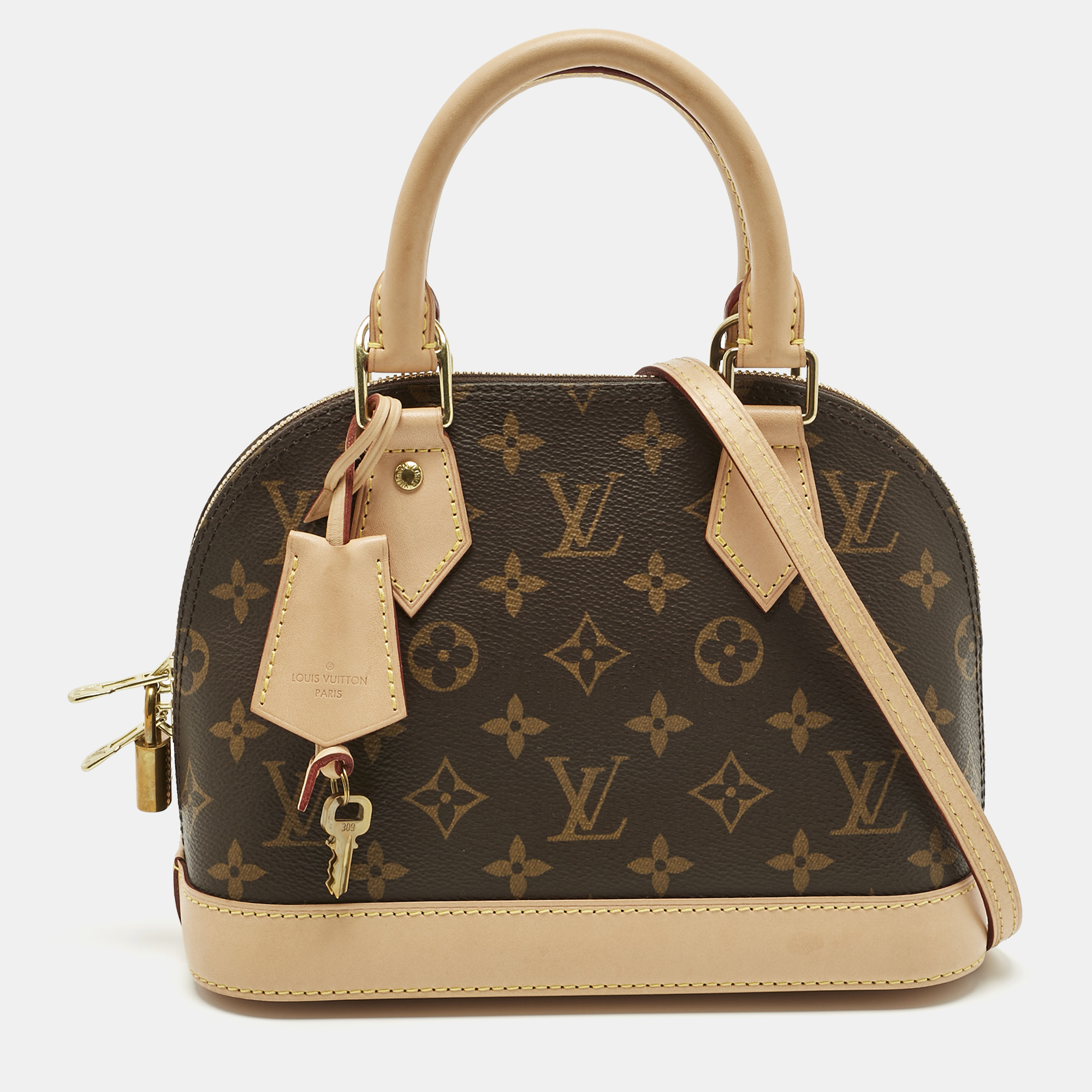 Pre-owned Louis Vuitton Monogram Canvas Alma Bb Bag In Brown