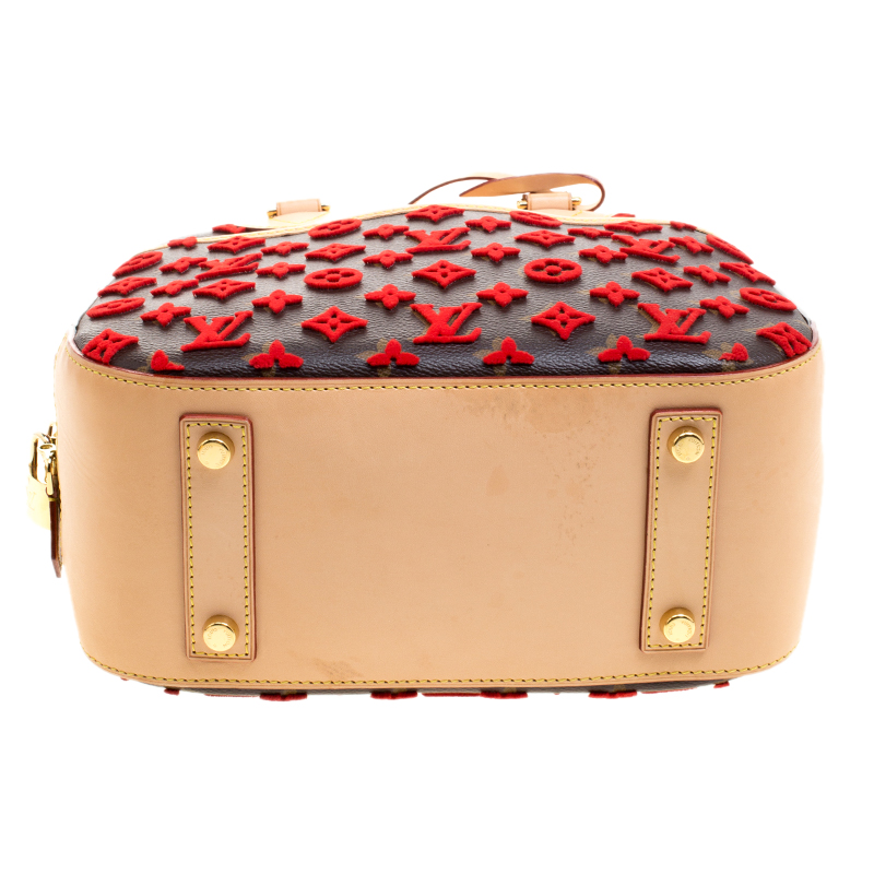 Louis Vuitton Limited Edition Rouge Monogram Tuffetage Deauville Cube Bag -  Yoogi's Closet