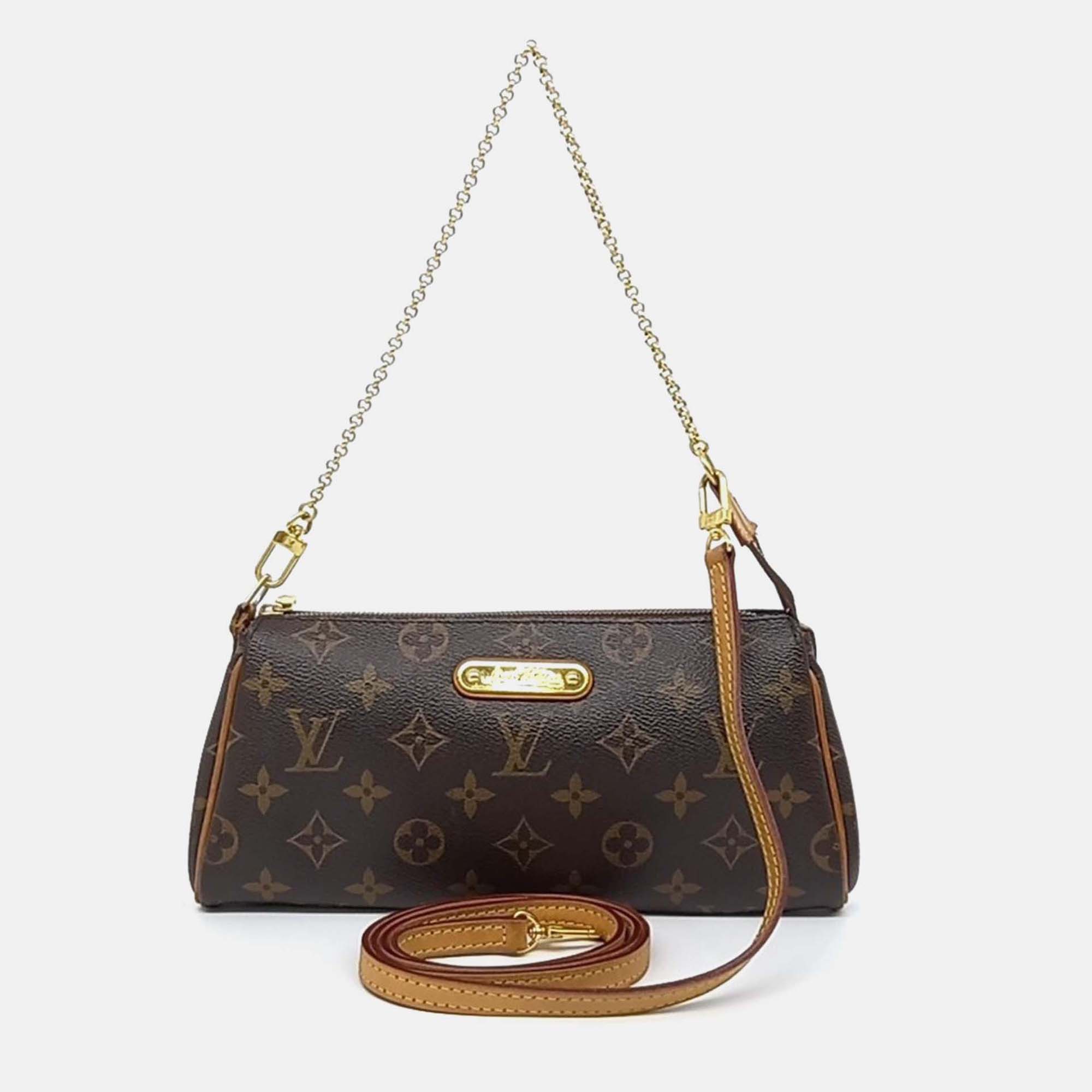 Pre-owned Louis Vuitton Brown Coated Canvas Monogram Eva Clutch