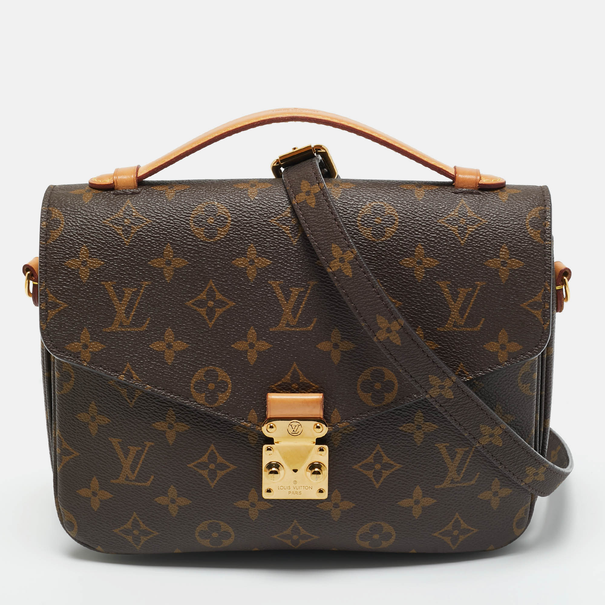 Pre-owned Louis Vuitton Monogram Canvas Pochette Metis Bag In Brown