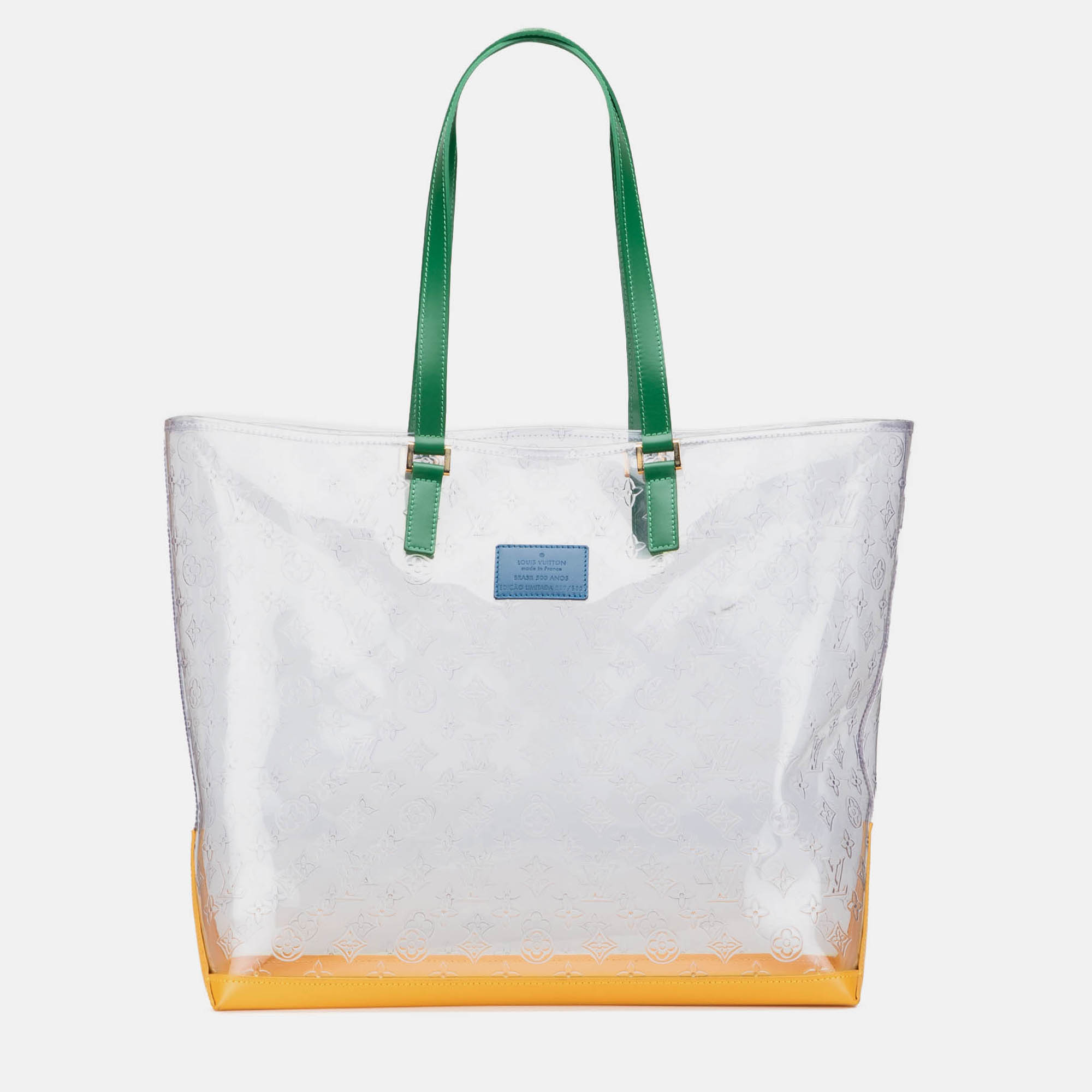 

Louis Vuitton White Limited Edition Brazil 500th Anniversary Monogram Vinyl Clear Cabas