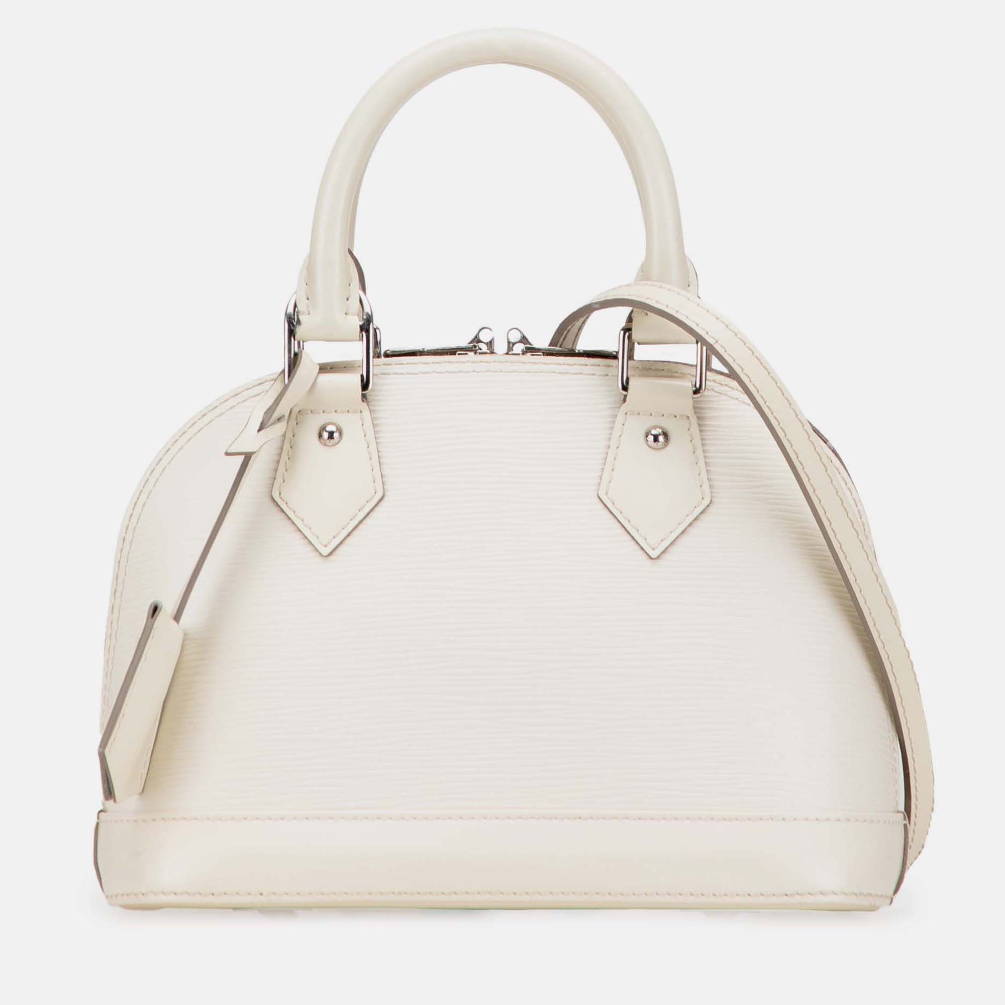 Pre-owned Louis Vuitton White Epi Alma Bb Handbag