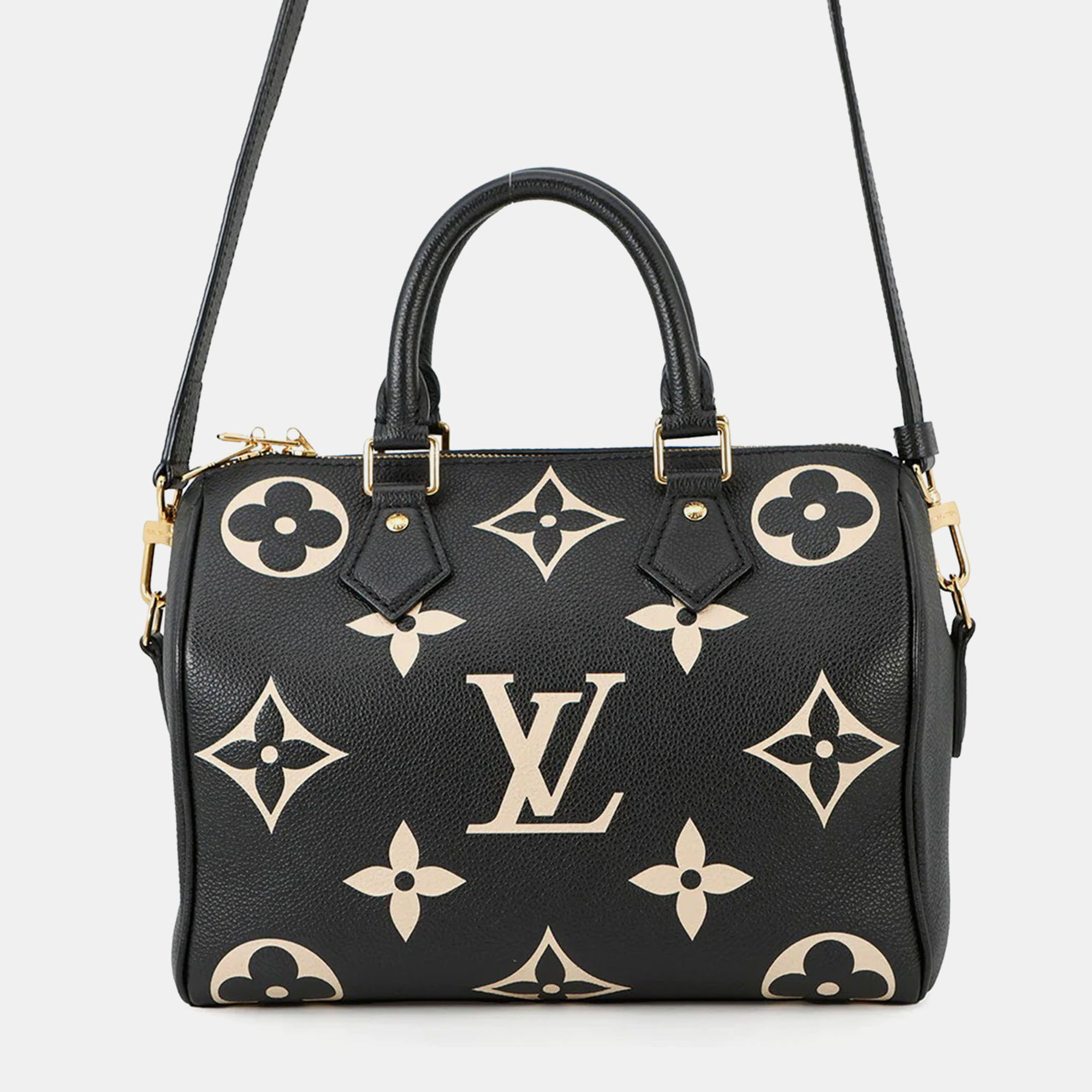 

Louis Vuitton Speedy Bandouliere 25 Bicolor Monogram Empreinte Leather Satchel Bag, Black
