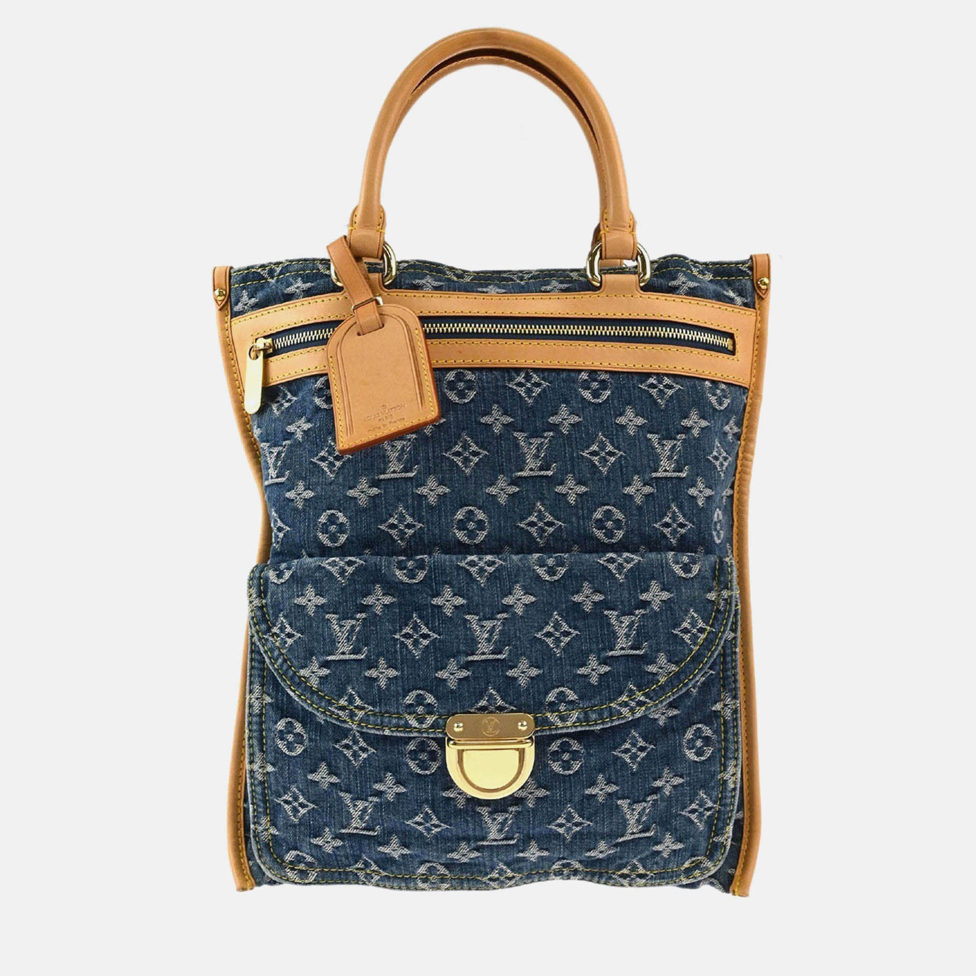 

Louis Vuitton Monogram Denim Flat Shopper Tote Handbag, Blue