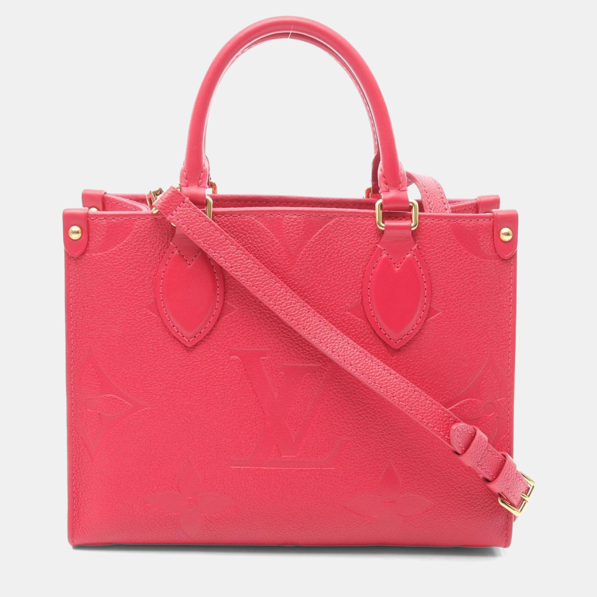 

Louis Vuitton On The Go Pm Monogram Empreinte Freesia Tote Bag Leather Pink