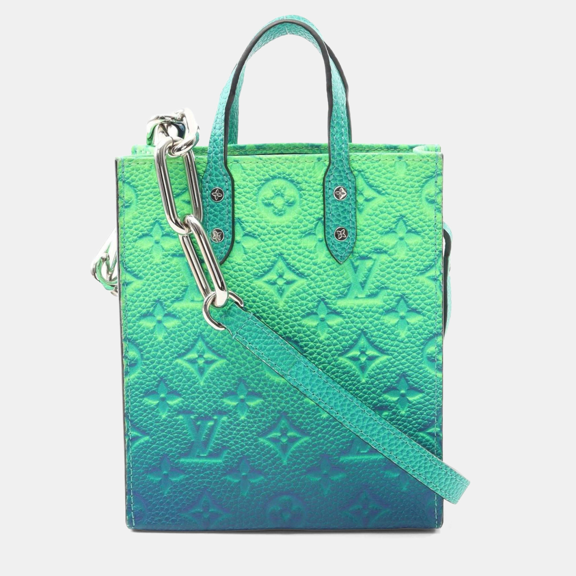 

Louis Vuitton Sac Plat  Taurillon Illusion Handbag Leather Green Blue