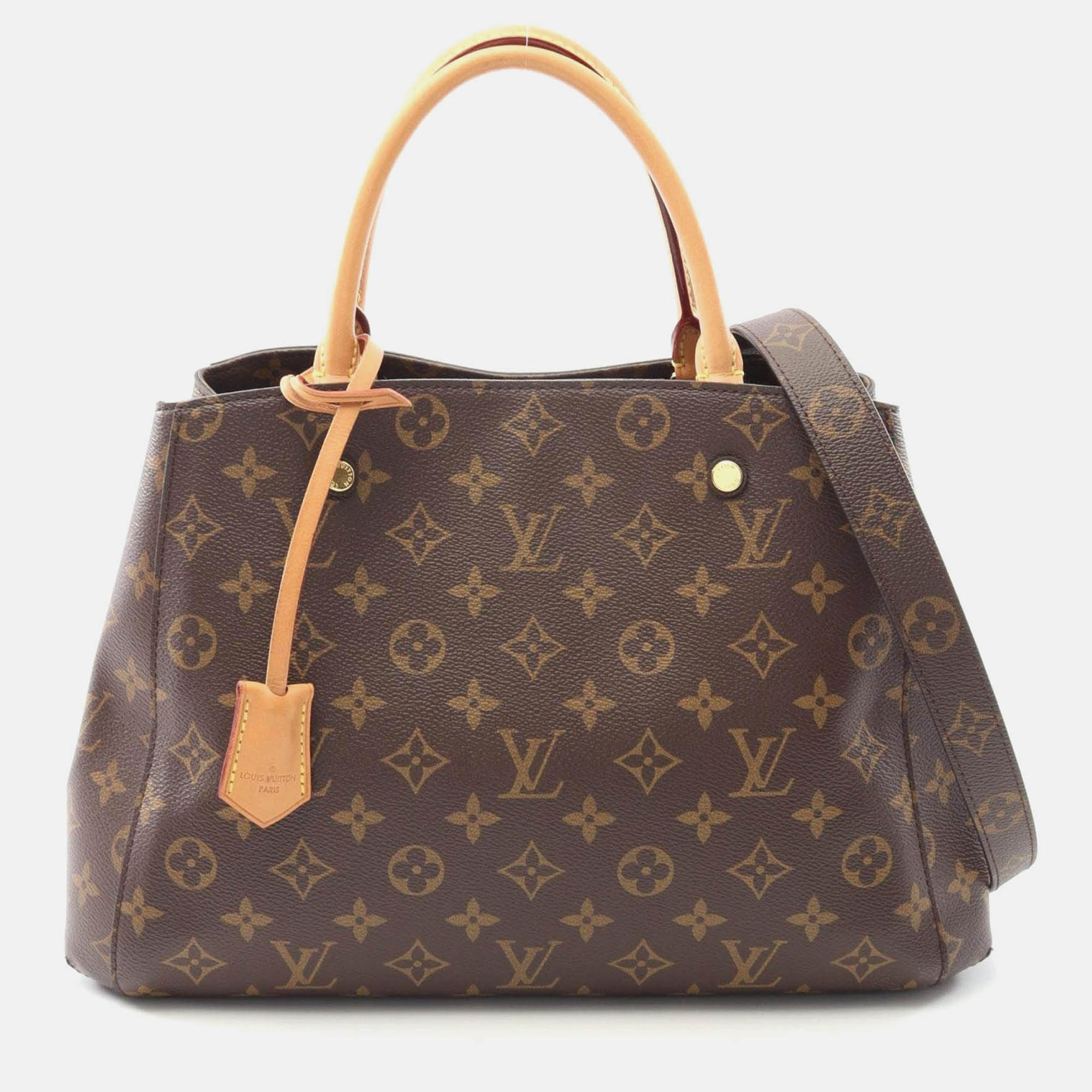 

Louis Vuitton Montaigne Mm Monogram Handbag Coated Canvas Leather Brown