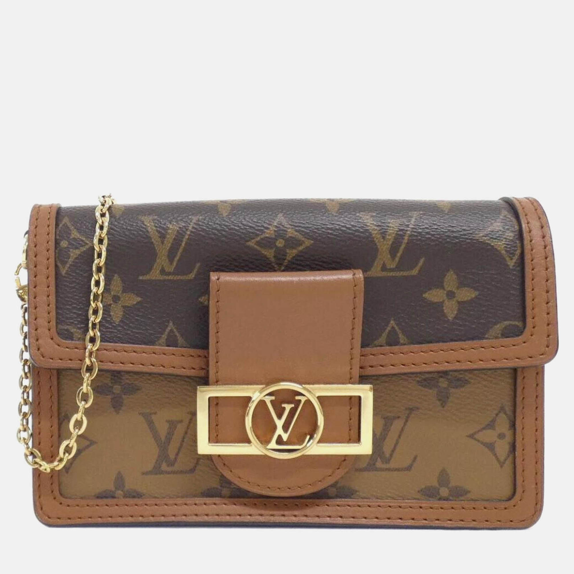

Louis Vuitton Monogram Portefeuille Dauphine Chain Wallet, Brown