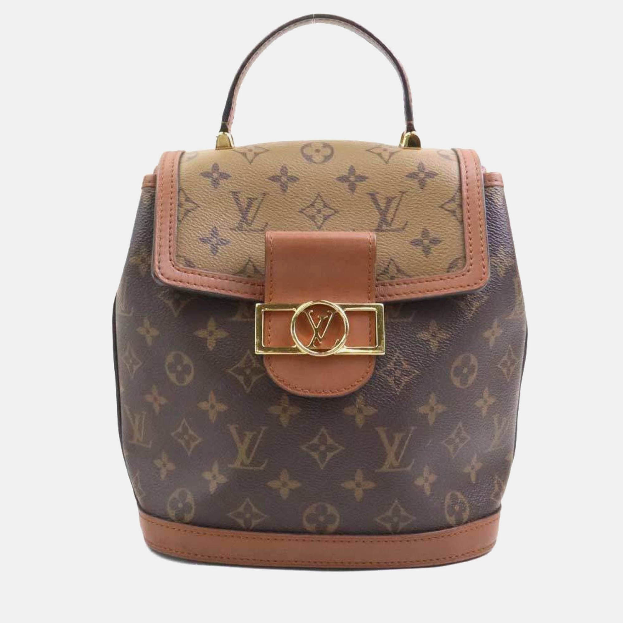 

Louis Vuitton Monogram Reverse Dauphine Backpack In Canvas Brown And Gold