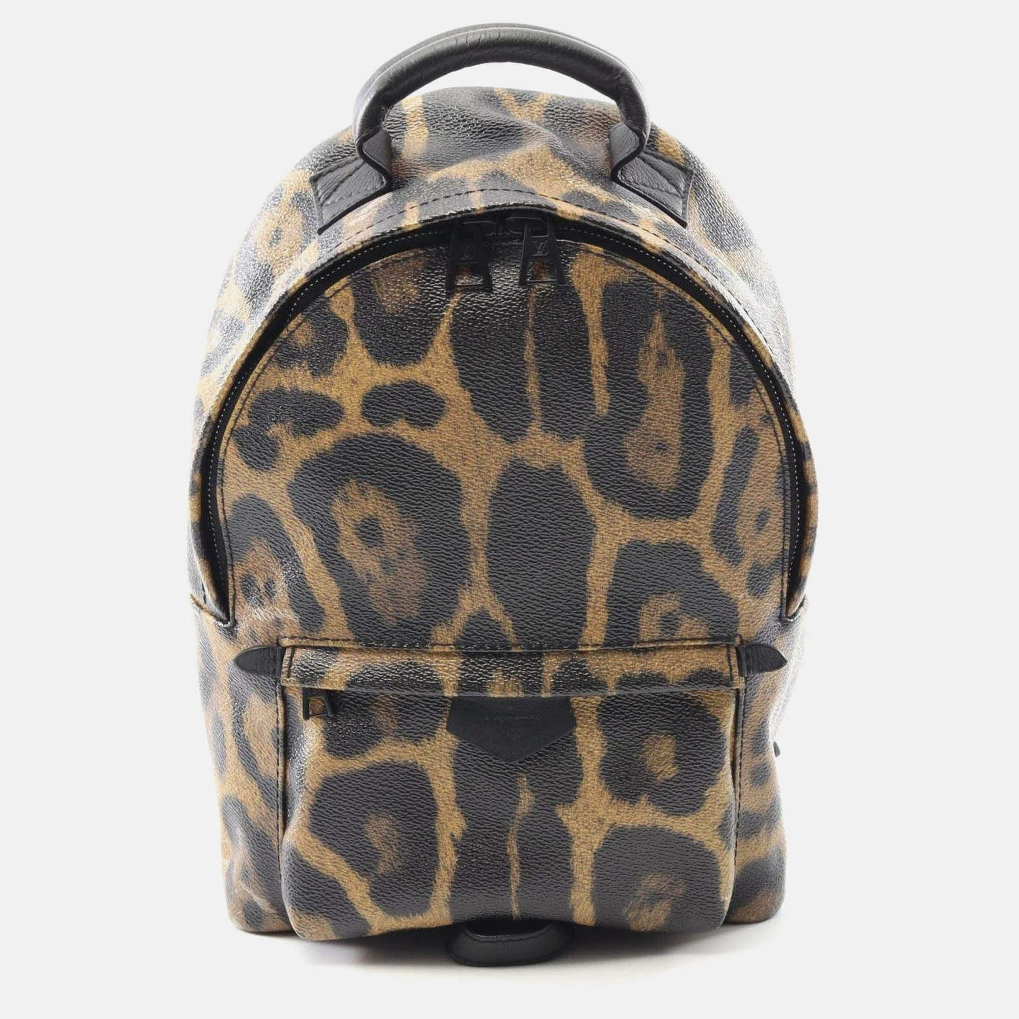 Pre-owned Louis Vuitton Palm Springs Pm Backpack Coated Canvas Leather Brown Black