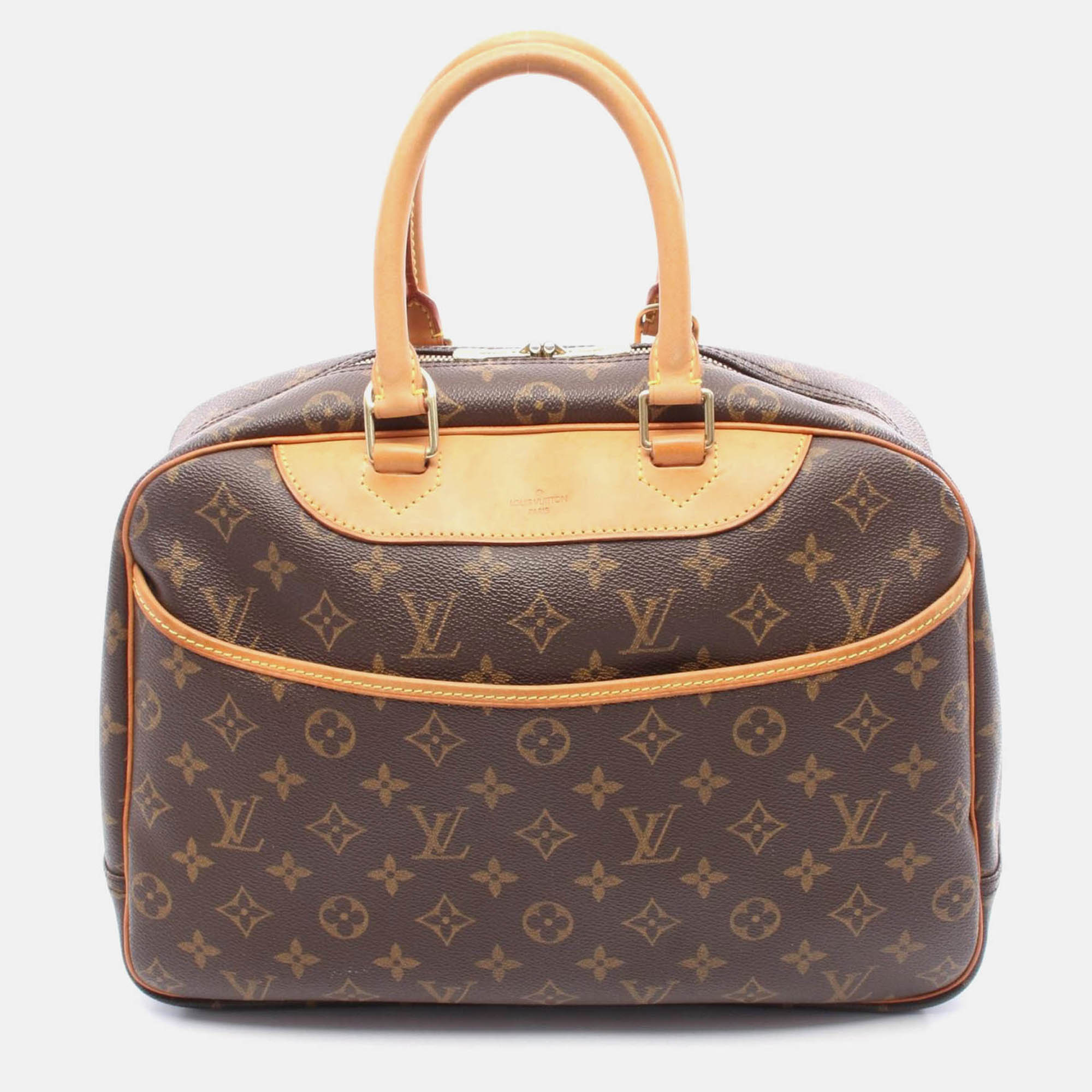 

Louis Vuitton Deauville Bowling Vanity Handbag Monogram Canvas, Brown