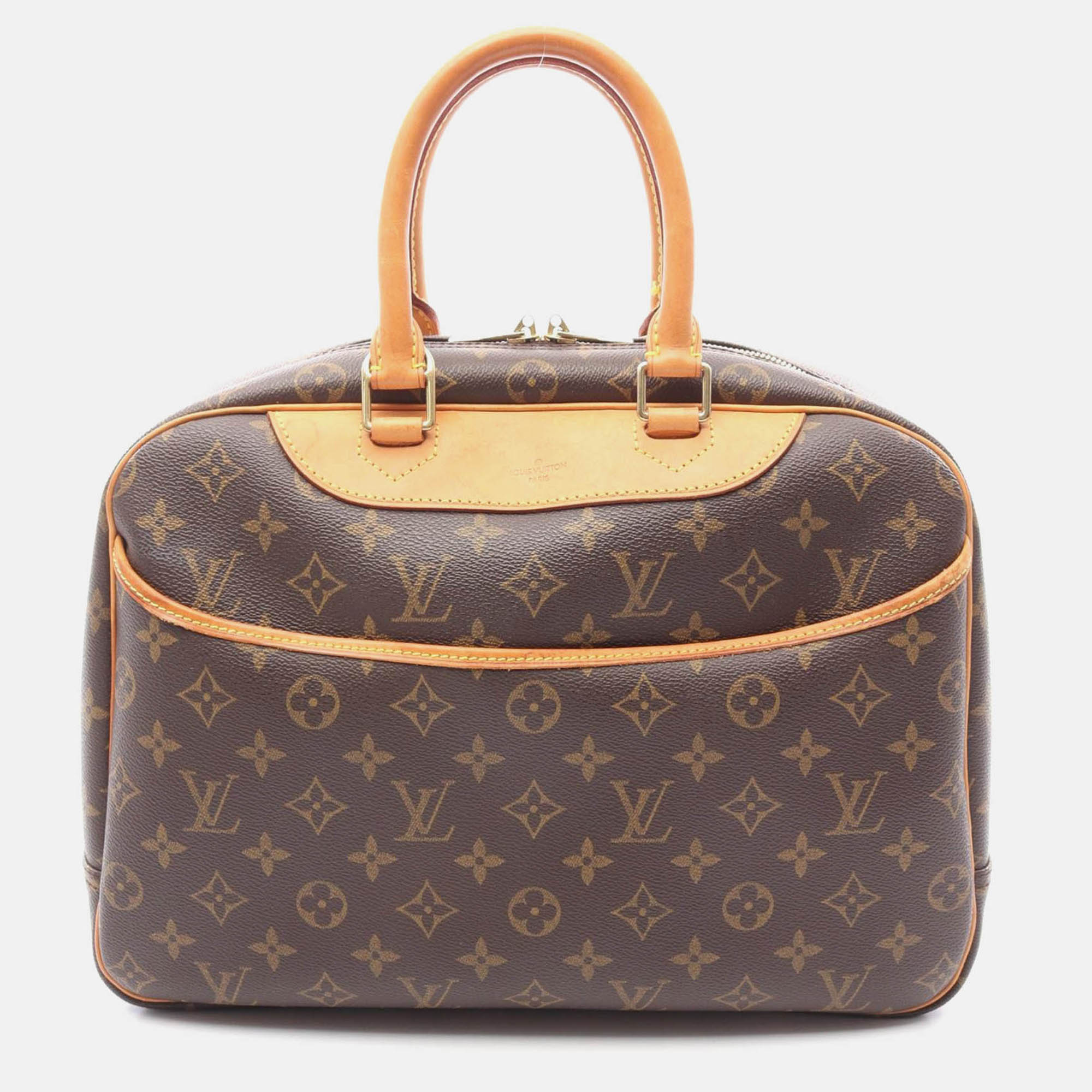 

Louis Vuitton Deauville Bowling Vanity Handbag Monogram Canvas, Brown