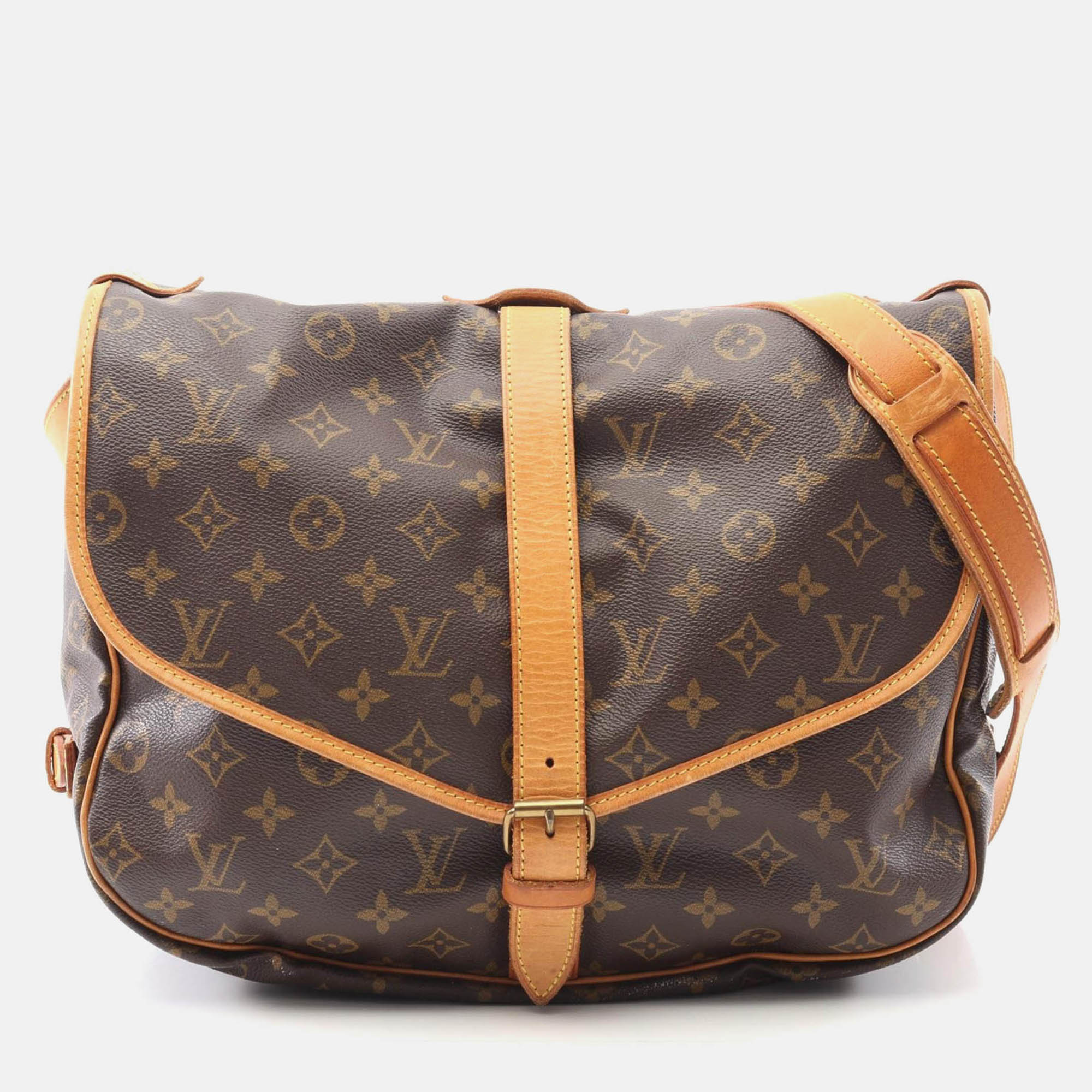Pre-owned Louis Vuitton Samuel 35 Crossbody Shoulder Bag Monogram Canvas Brown