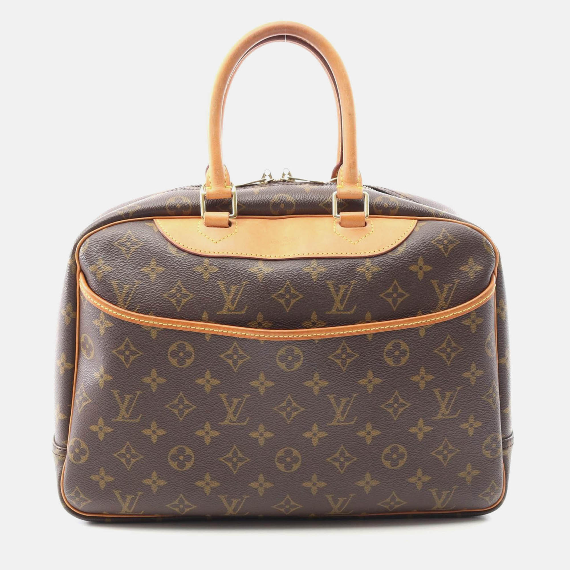

Louis Vuitton Deauville Handbag Monogram Canvas Leather Brown
