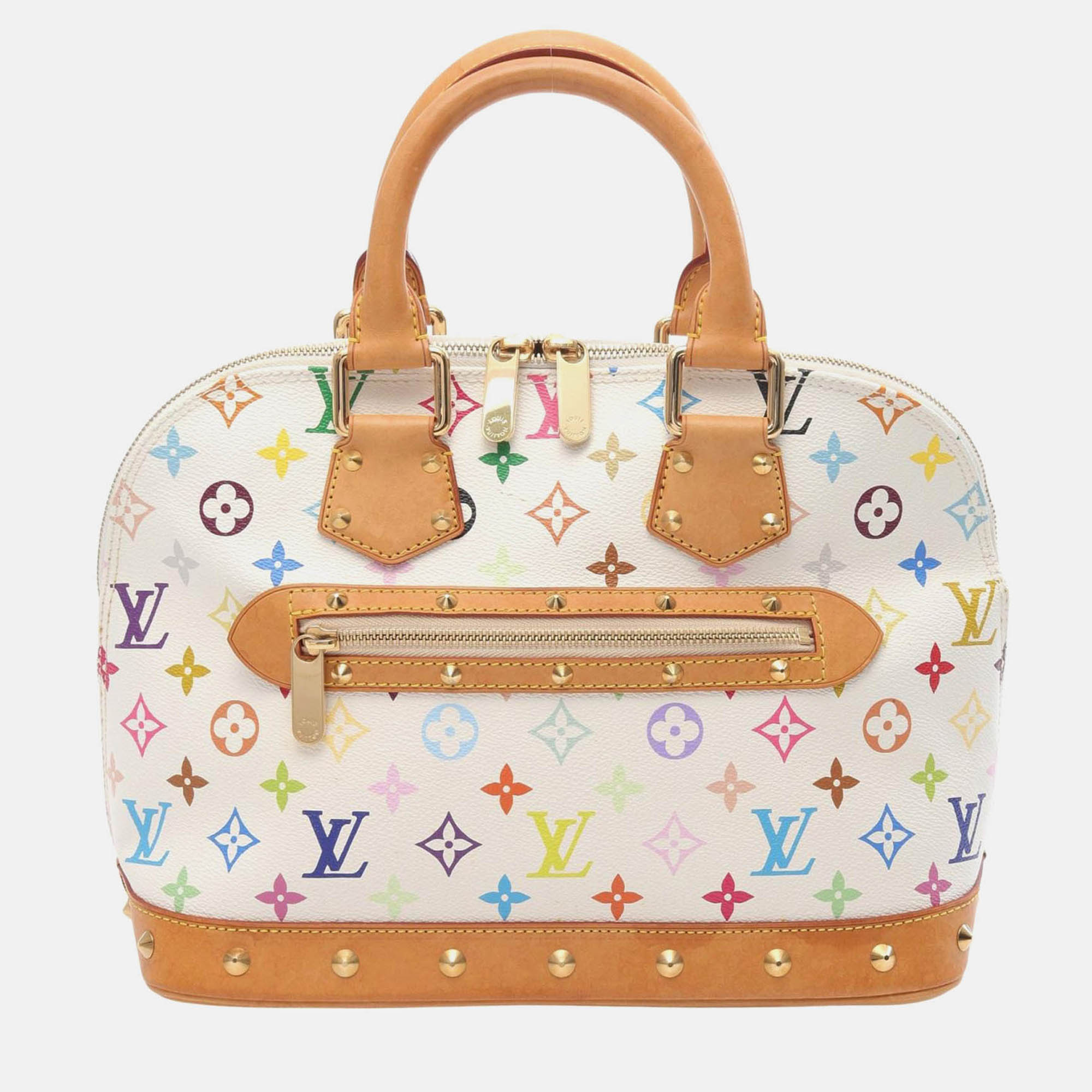 

Louis Vuitton Alma Monogram Multicolor Canvas and Leather Top Handle Bag, White