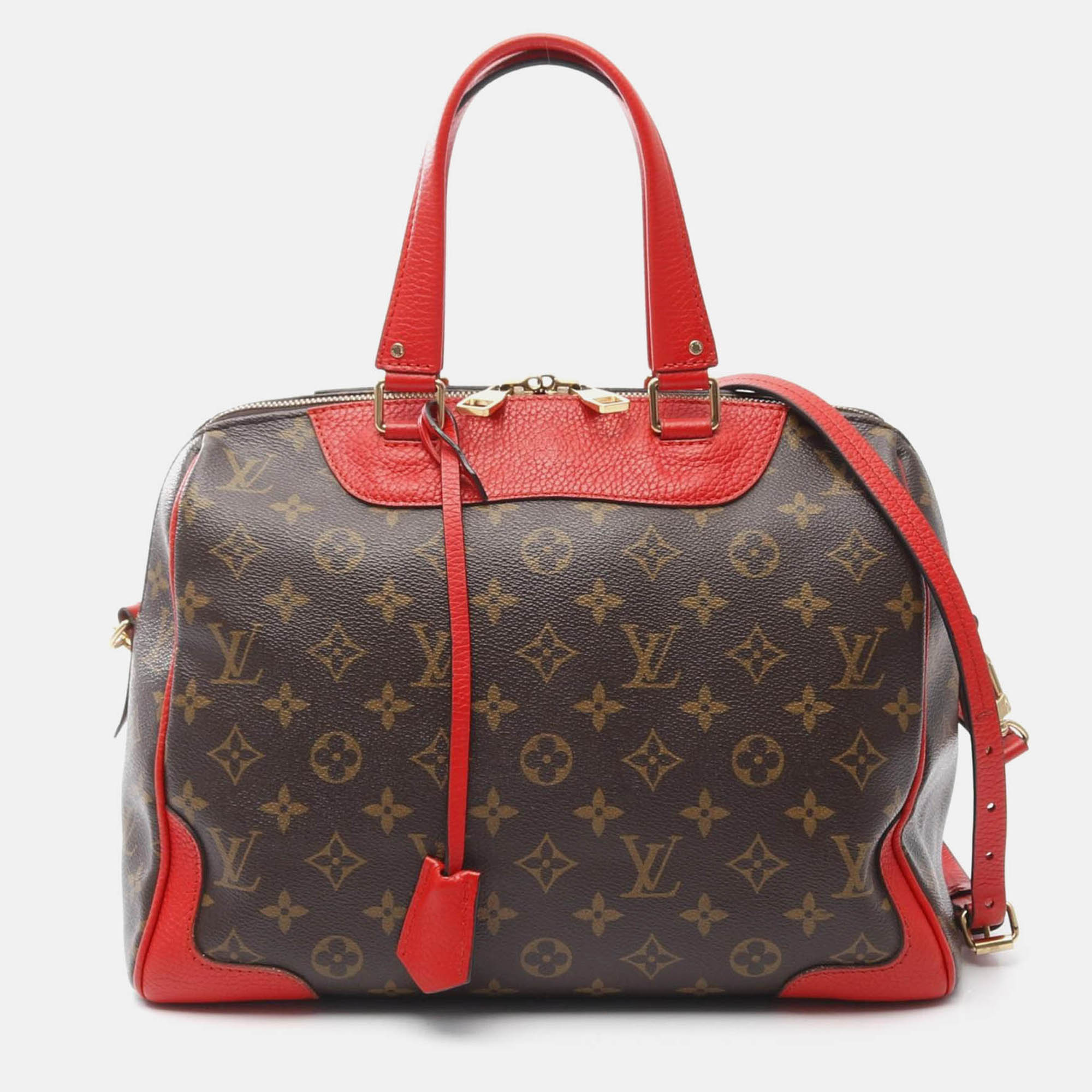 

Louis Vuitton Retiro Pm 2Way Shoulder Handbag Monogram Canvas Coquelicot, Brown