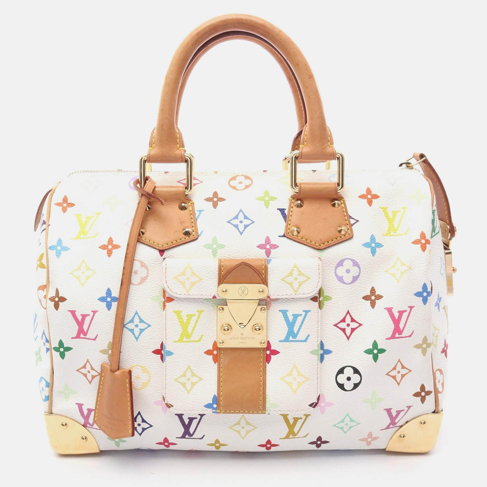 

Louis Vuitton Speedy 30 Handbag Monogram Multicolore Canvas White