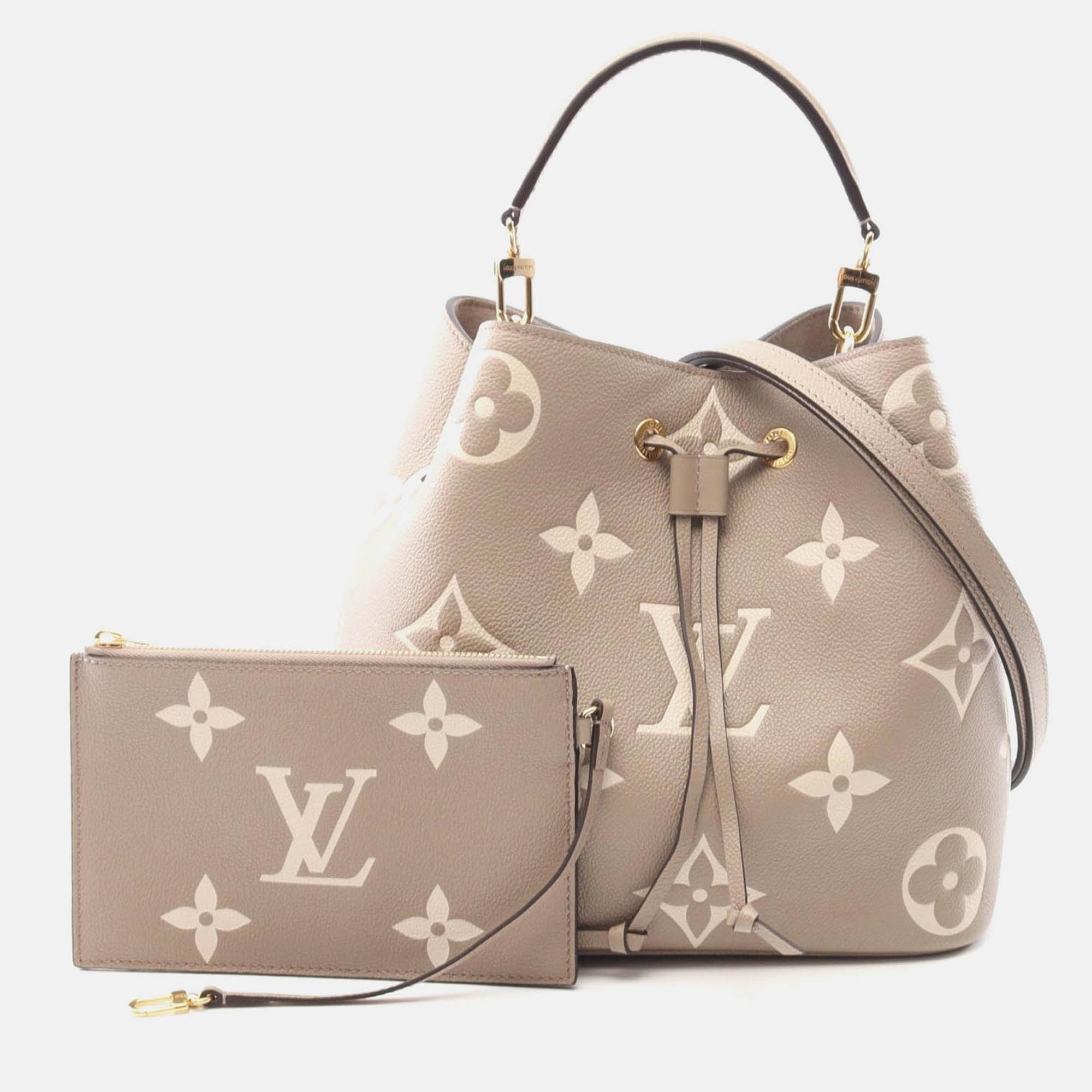 

Louis Vuitton Neonoe MM Bicolor Shoulder Handbag Monogram Leather Beige