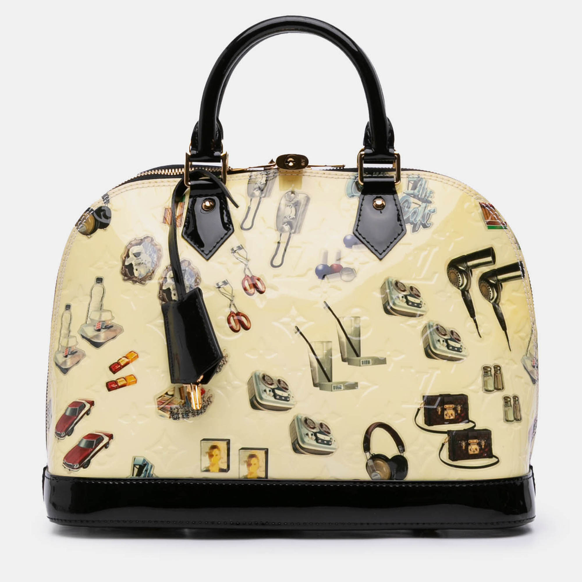 

Louis Vuitton Beige Black Monogram Vernis Stickers Alma PM