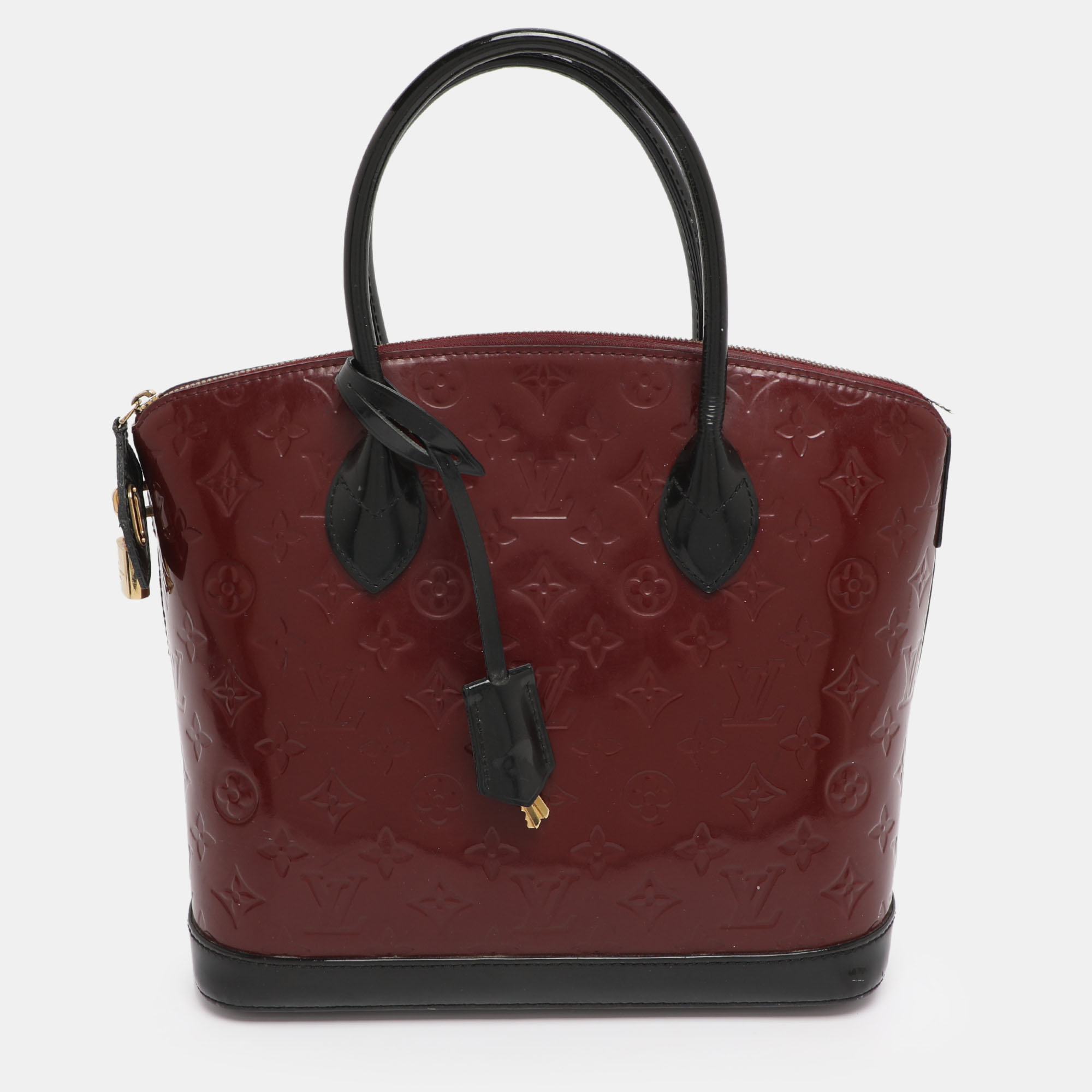 Pre-owned Louis Vuitton Pomme D'amour Vernis Lock It Pm Bag In Red