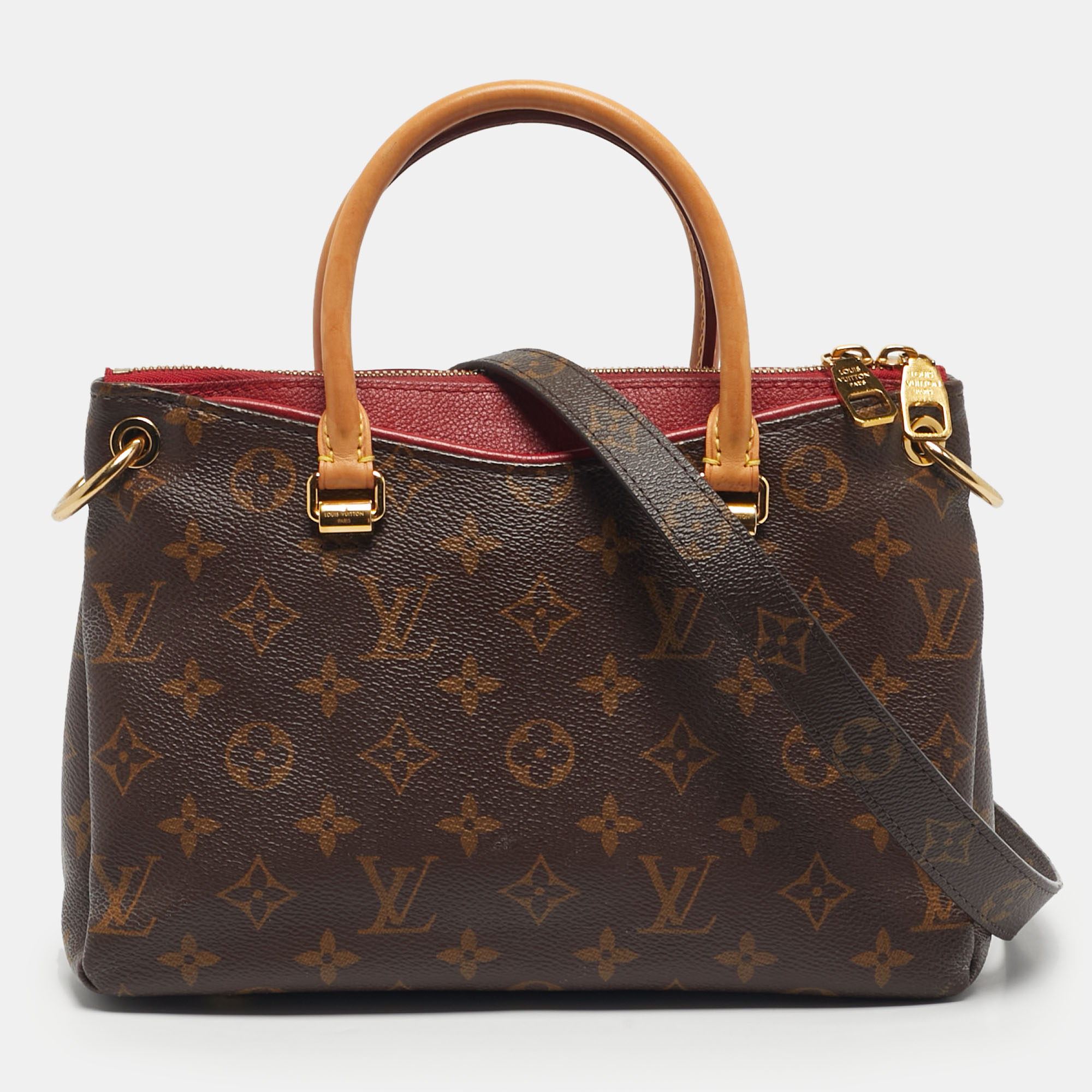 Pre-owned Louis Vuitton Cerise Monogram Canvas Pallas Bb Bag In Red