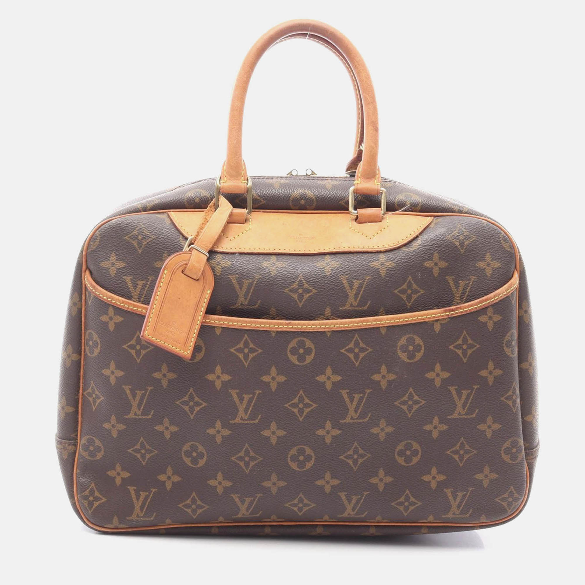 

Louis Vuitton Deauville Bowling Vanity Handbag Monogram Canvas, Brown