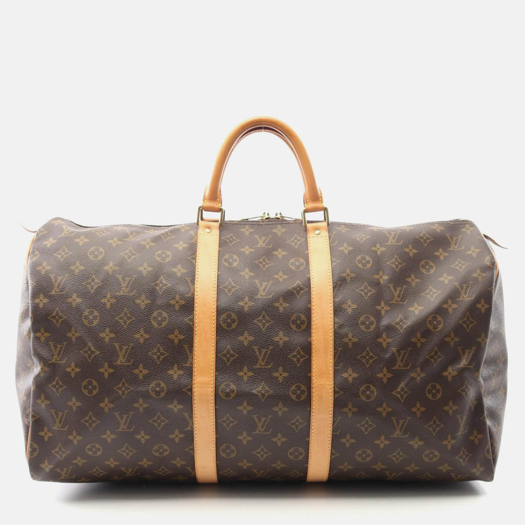 

Louis Vuitton Keepall 55 Brown Monogram Canvas Leather Traveling Handbag
