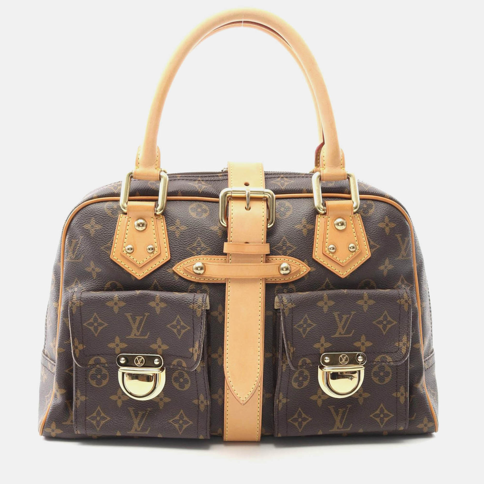 

Louis Vuitton Manhattan Gm Handbag Monogram Canvas Leather Brown