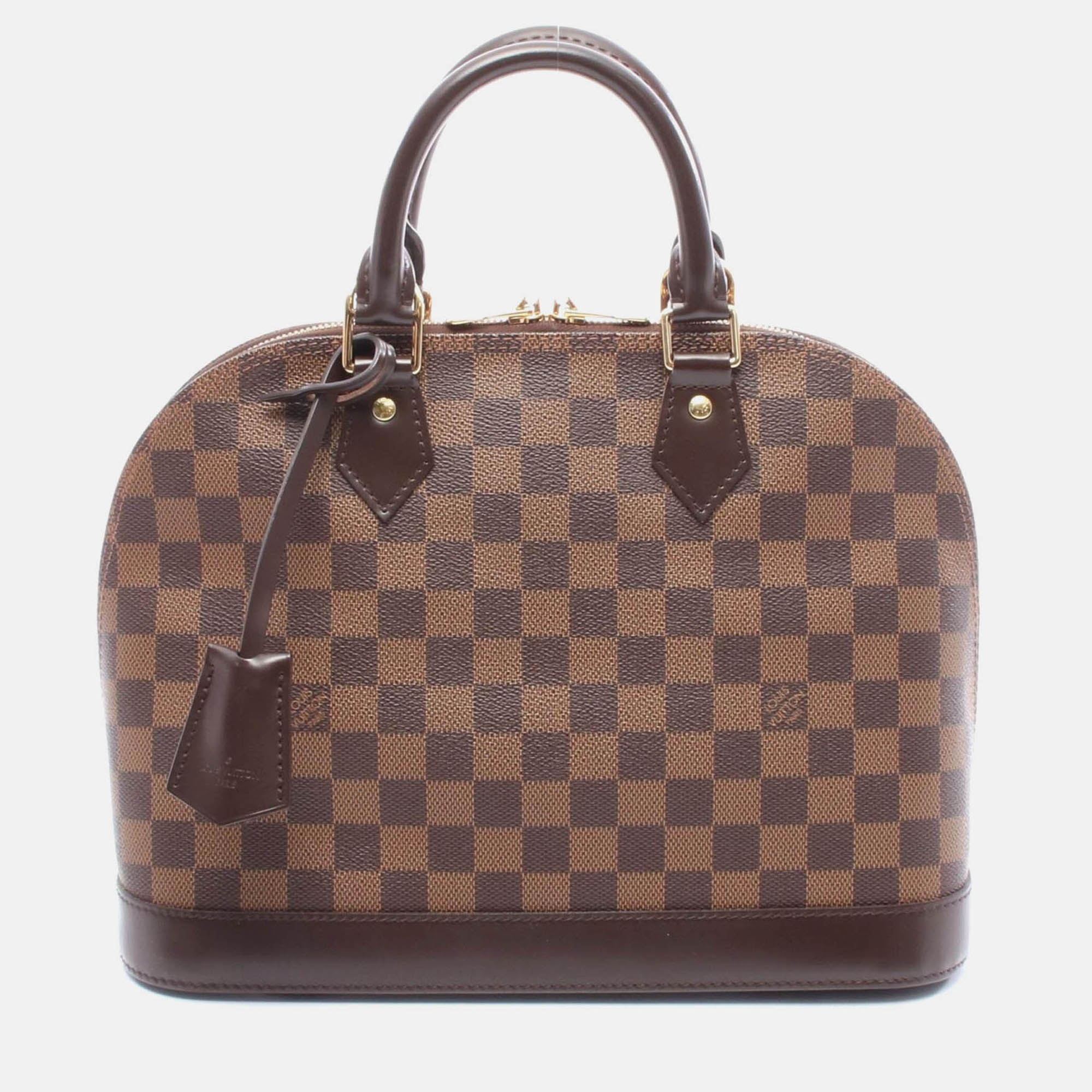 

Louis Vuitton Alma Pm Handbag Damier Canvas Leather Ebene, Brown