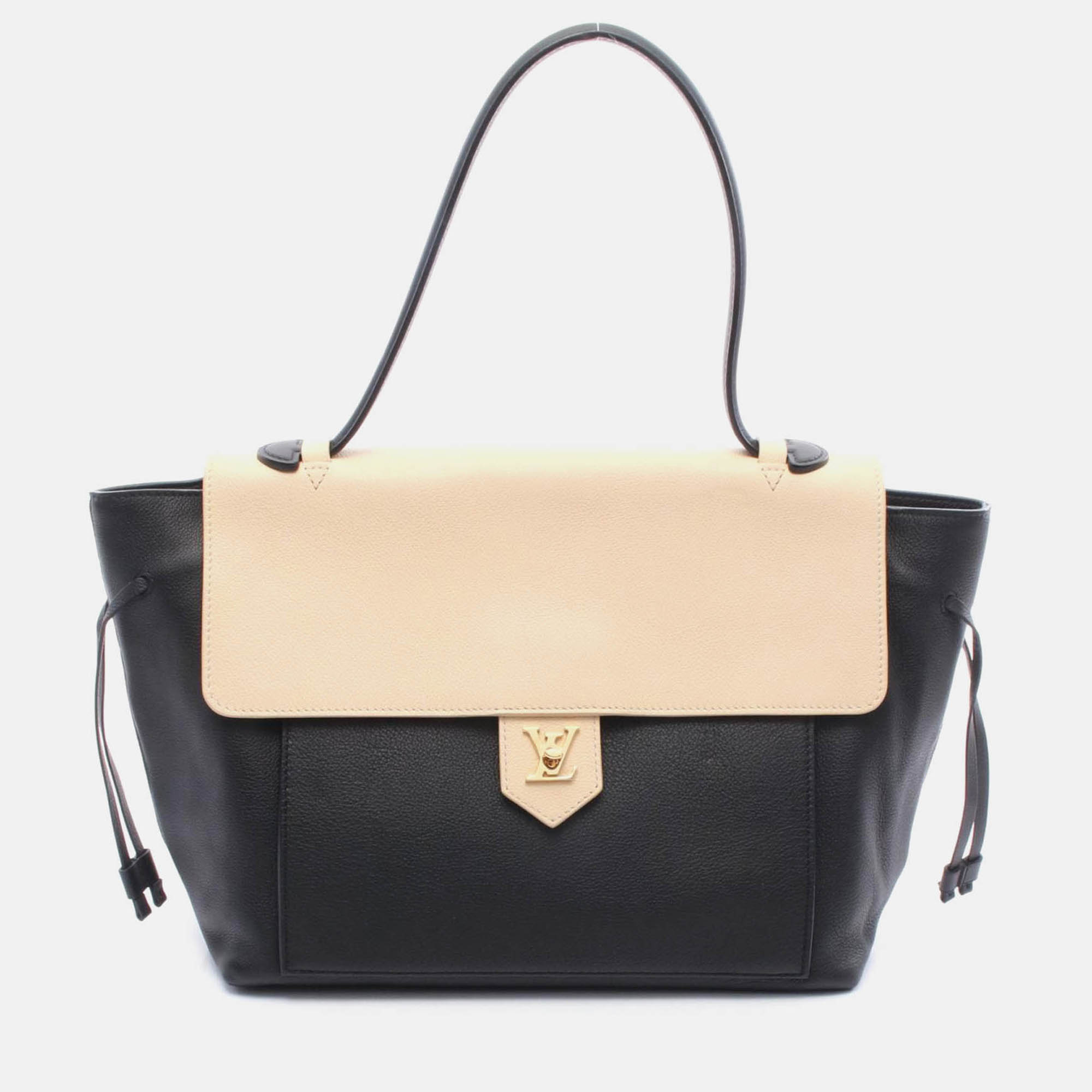 

Louis Vuitton Lockme Mm Handbag Leather Vanille Noir, Beige