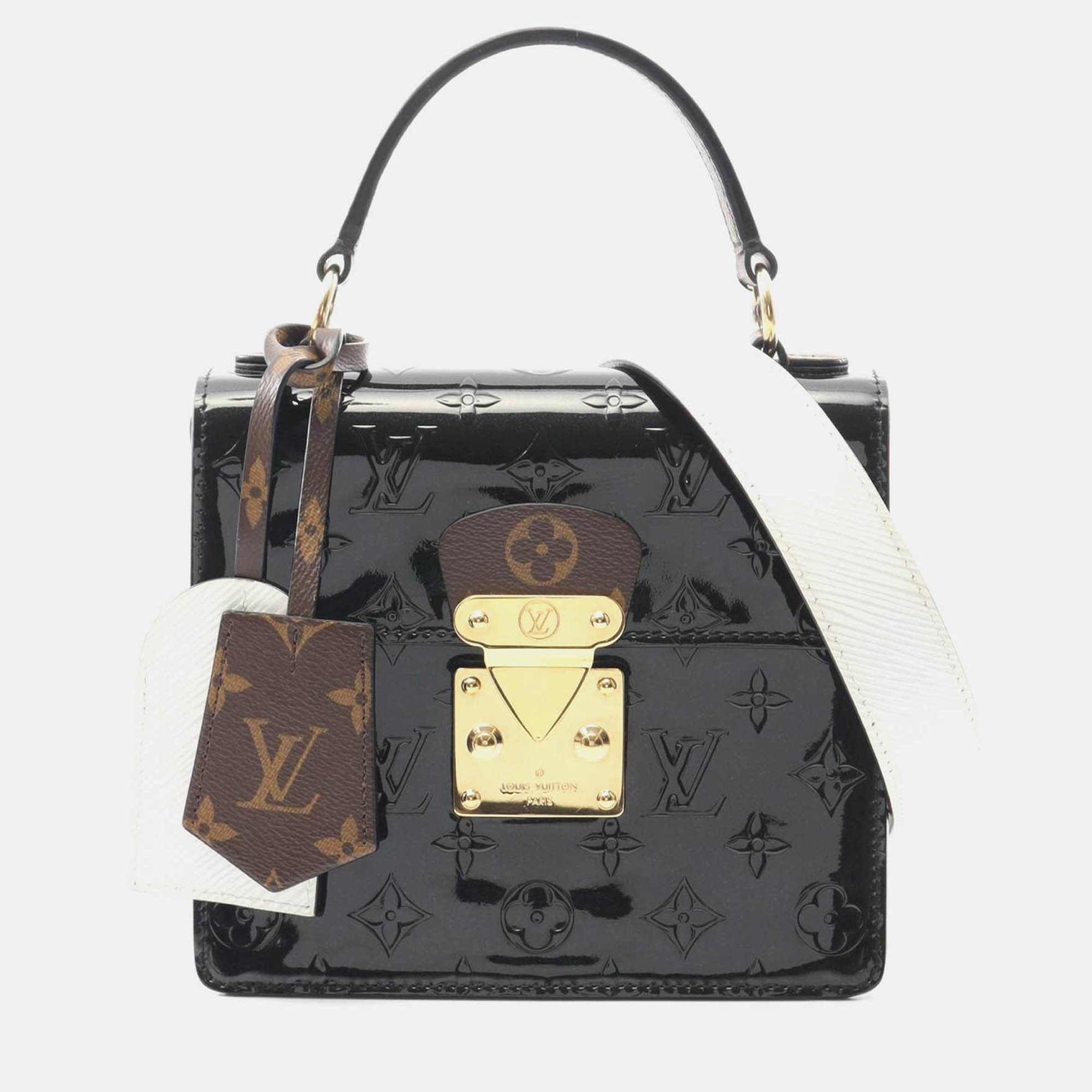 

Louis Vuitton Spring Street Pm Handbag Leather Monogram Vernis Noir, Black