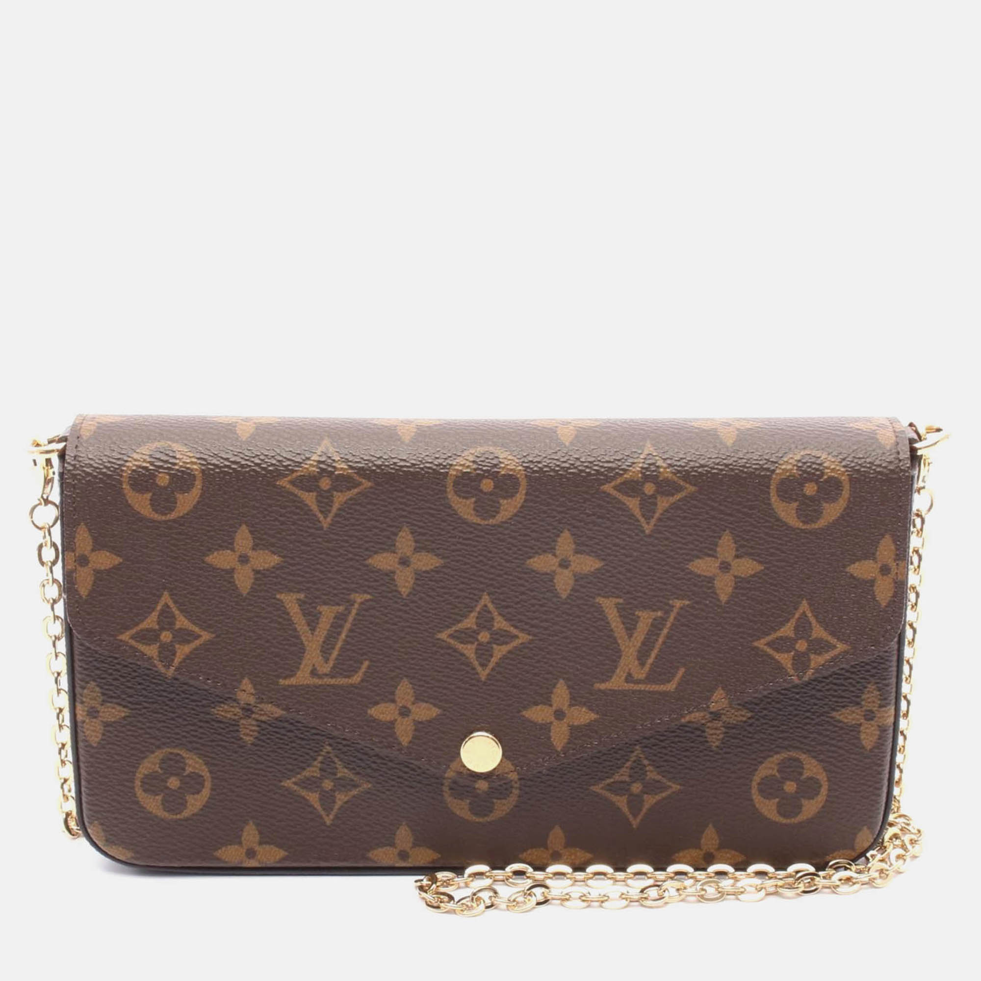 

Louis Vuitton Pochette Felicie Chain Shoulder Bag Monogram Fuschia, Brown