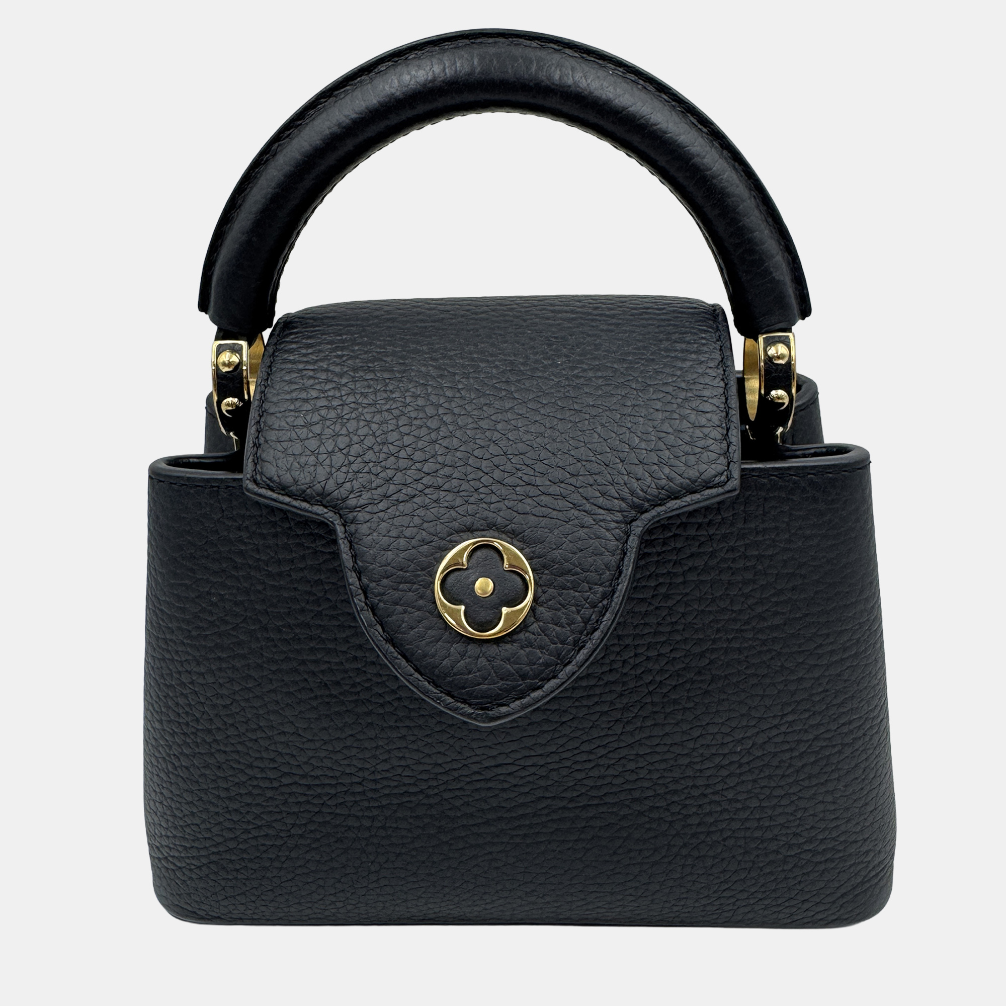 Pre-owned Louis Vuitton Capucines Noir Taurillon Leather Size Mini In Black